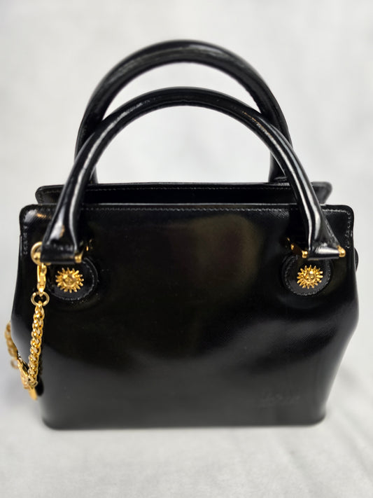 Gianni Versace Sunburst Medallion Black Bag