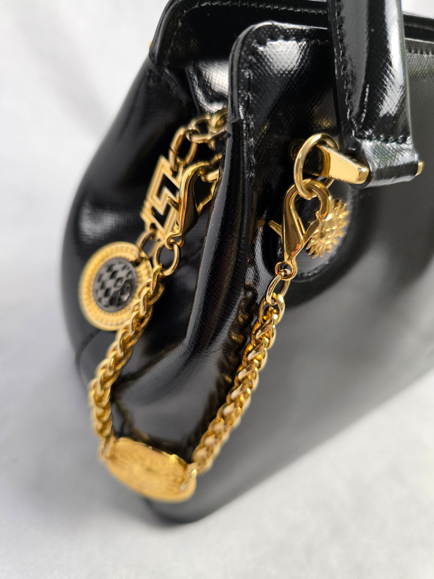 Gianni Versace Sunburst Medallion Black Bag