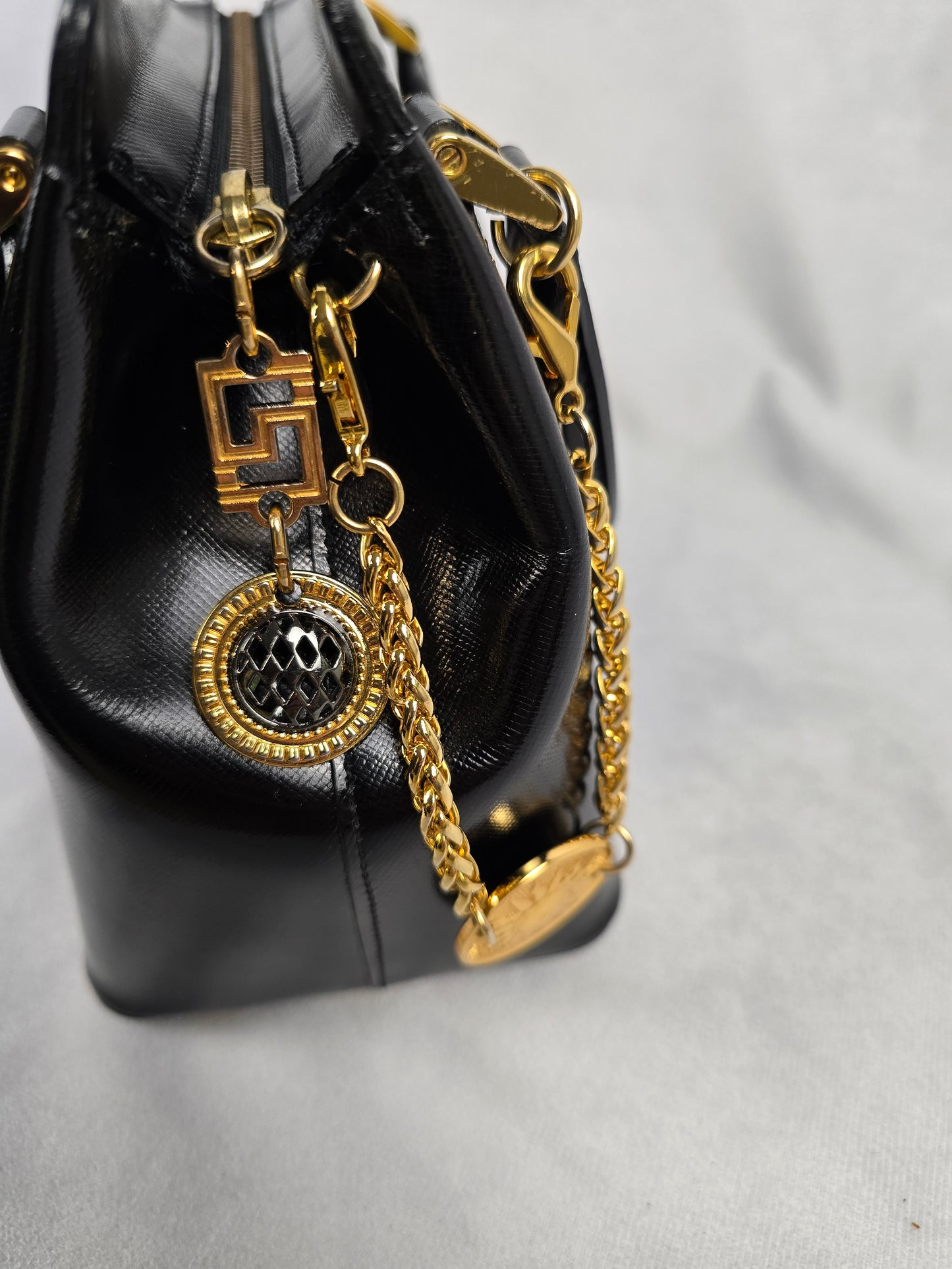 Gianni Versace Sunburst Medallion Black Bag