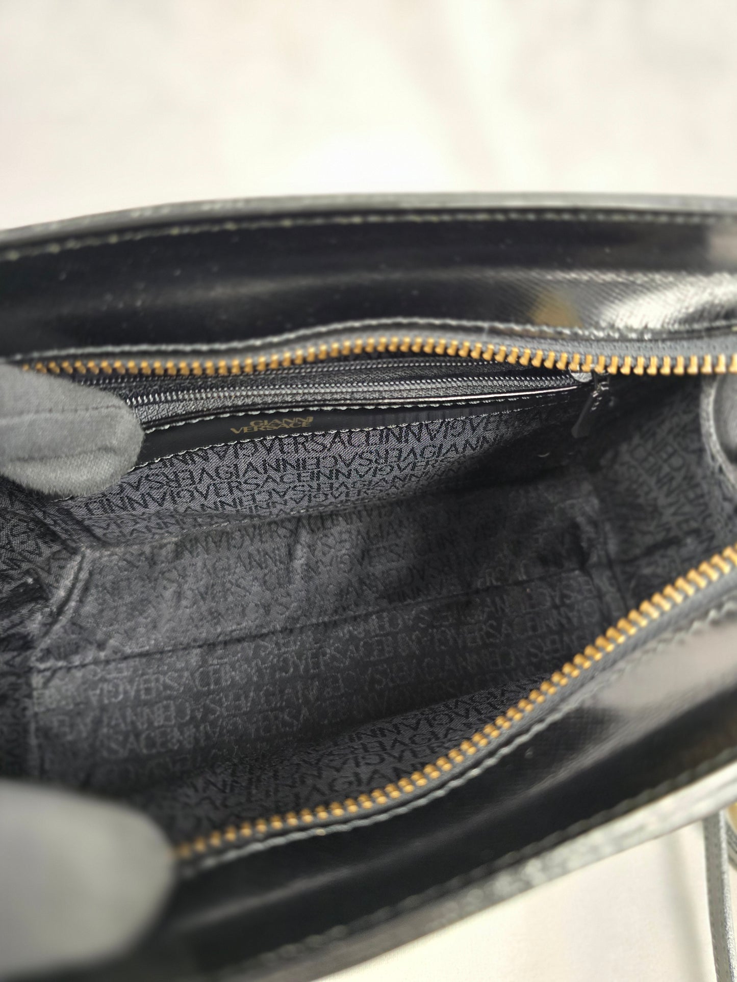Gianni Versace Sunburst Medallion Black Bag