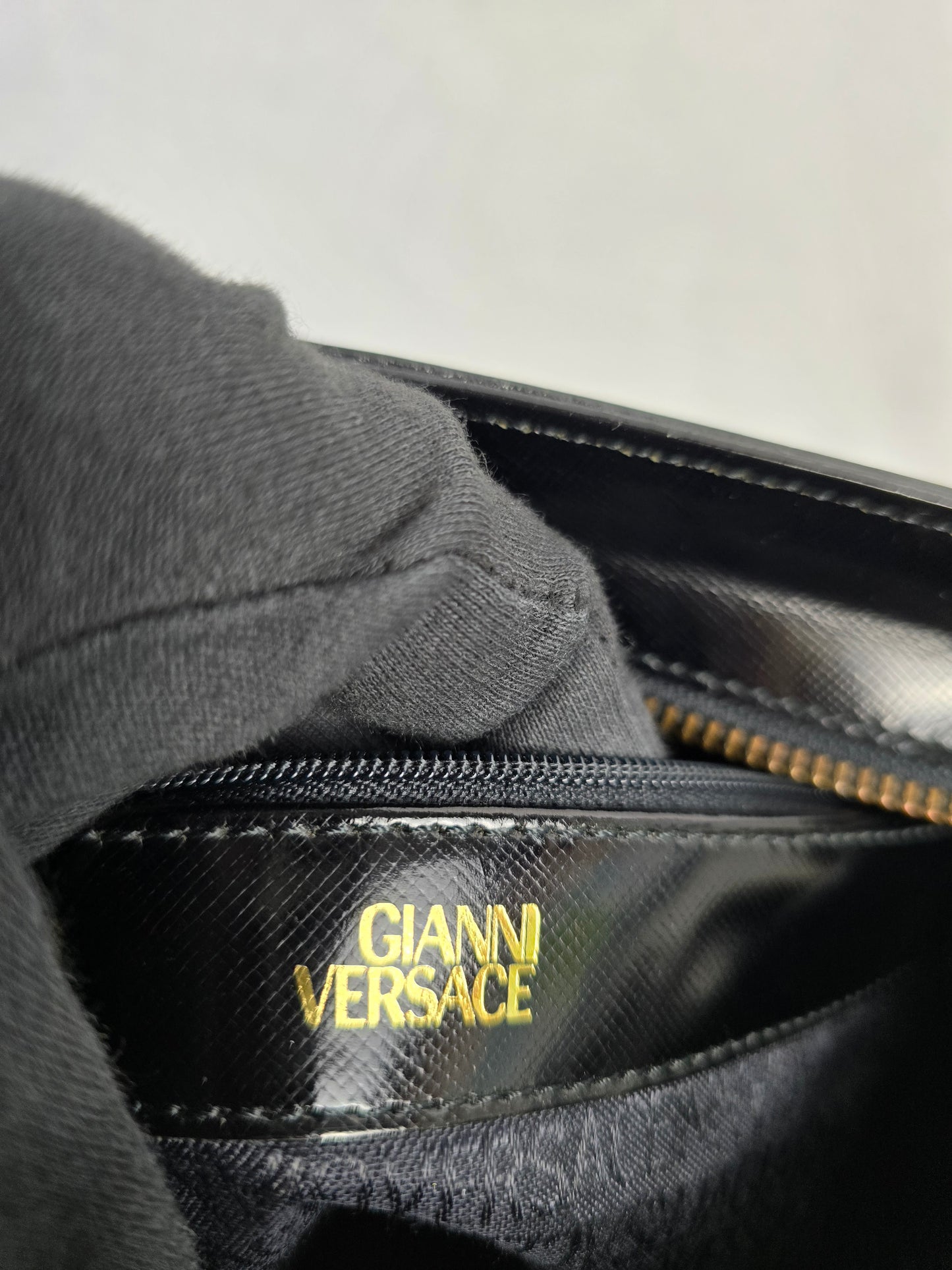 Gianni Versace Sunburst Medallion Black Bag