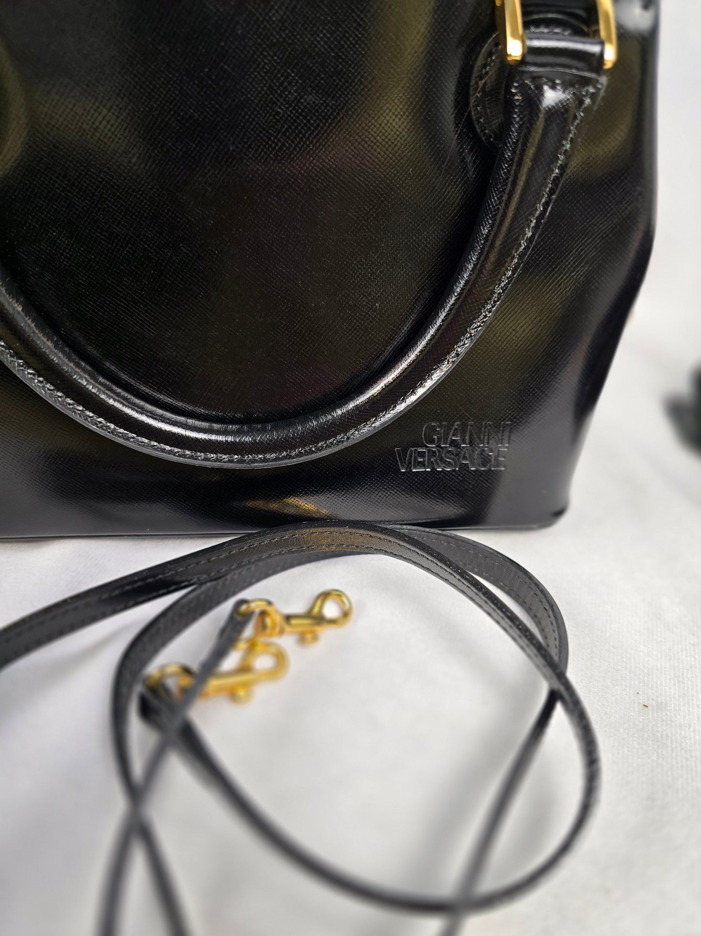 Gianni Versace Sunburst Medallion Black Bag