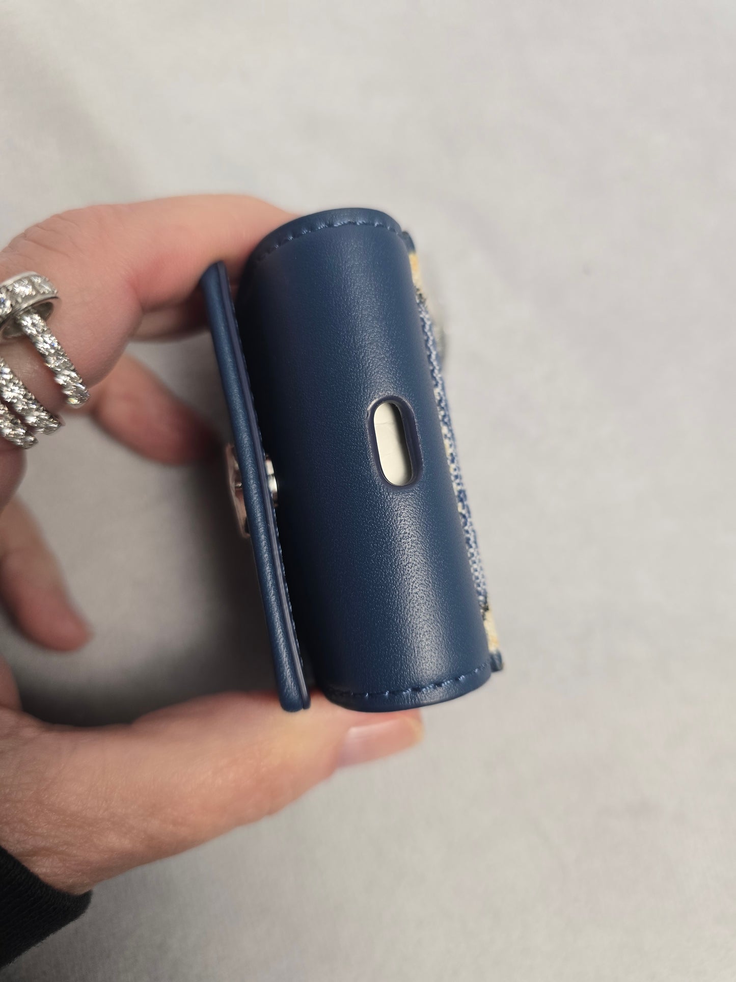 MCM Mini Denim Jacquard Air Pod Holder/Purse Charm