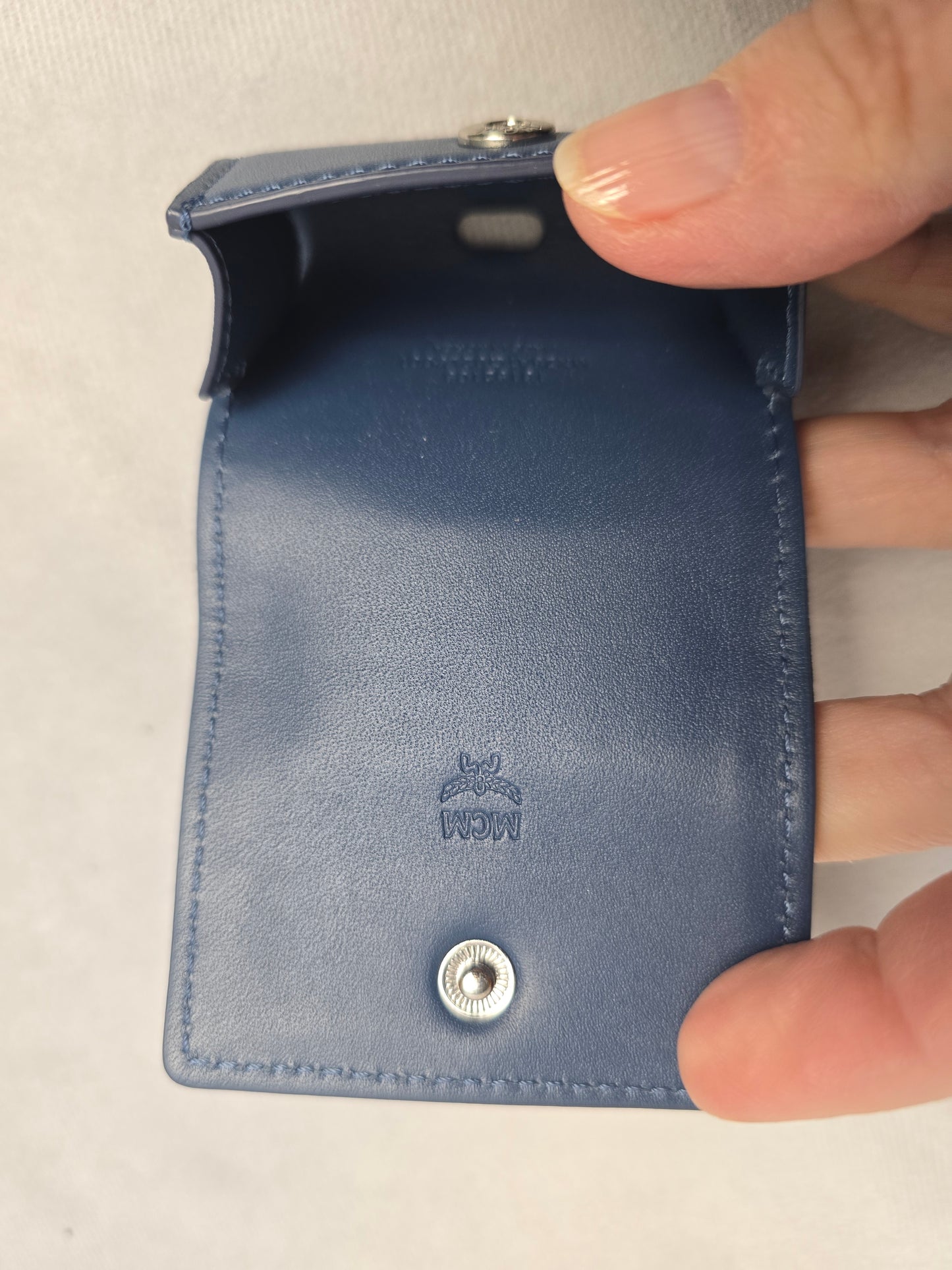 MCM Mini Denim Jacquard Air Pod Holder/Purse Charm