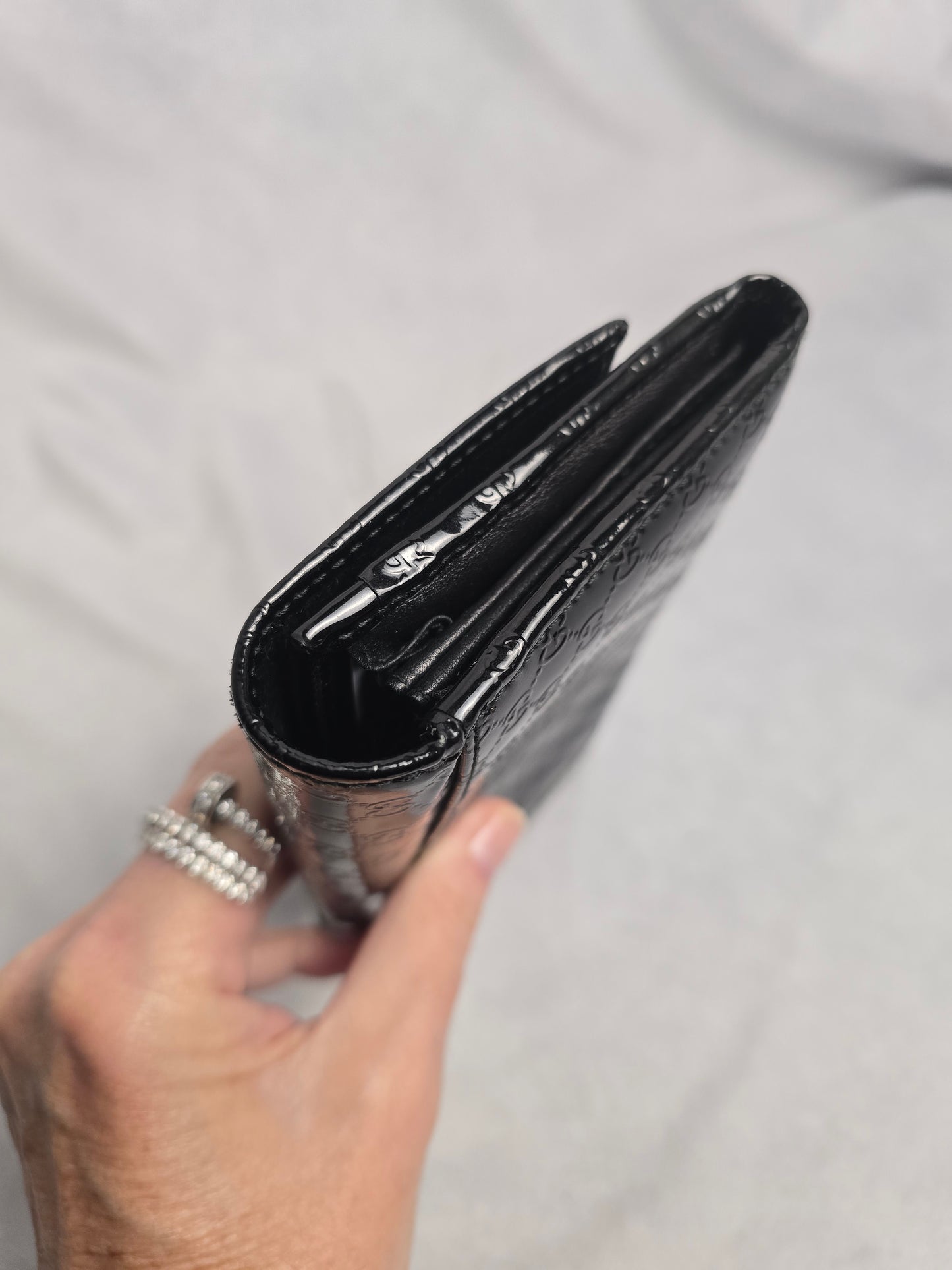 Gucci Black Patent Micro Guccisma Contintental Wallet