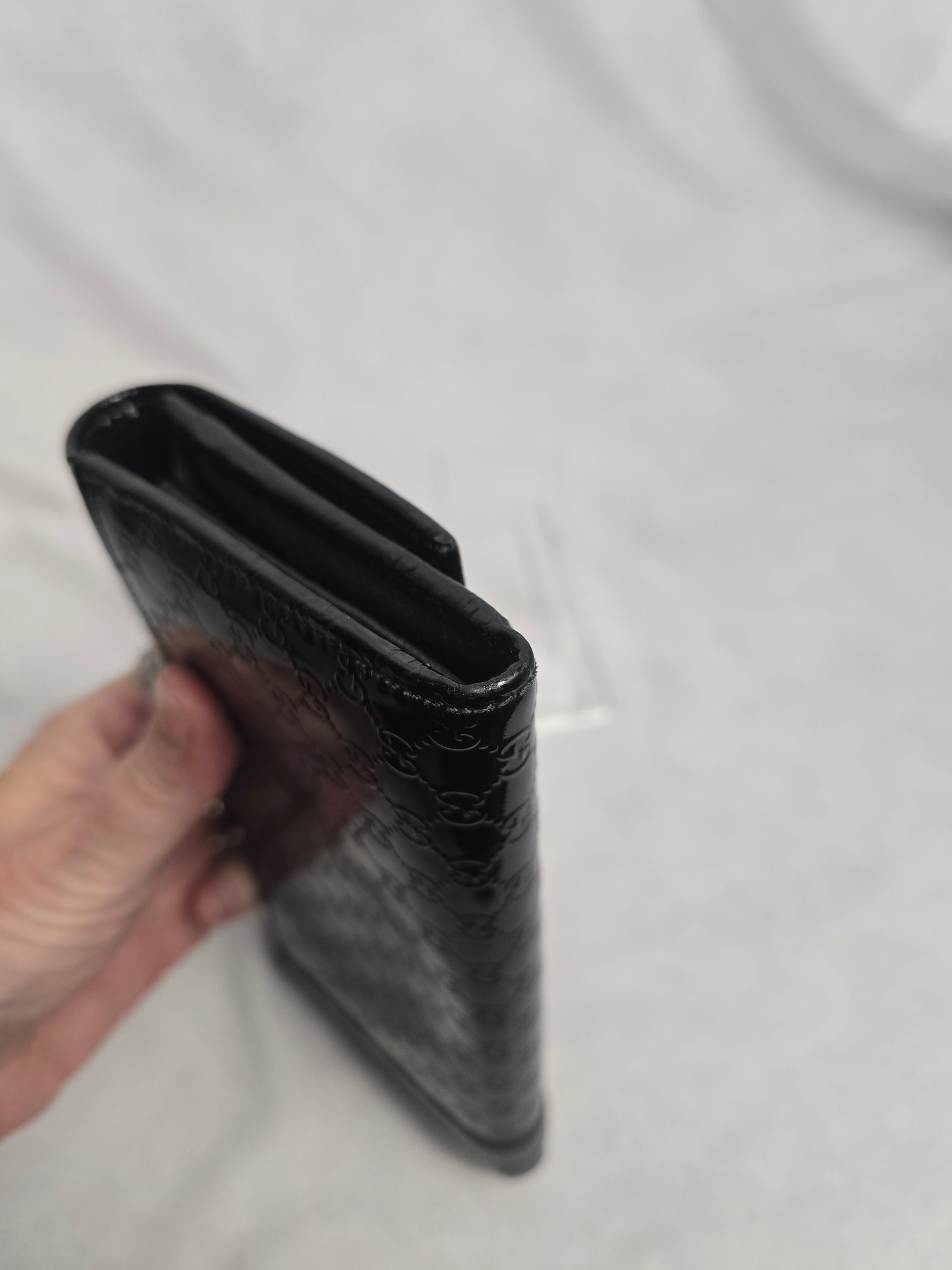 Gucci Black Patent Micro Guccisma Contintental Wallet
