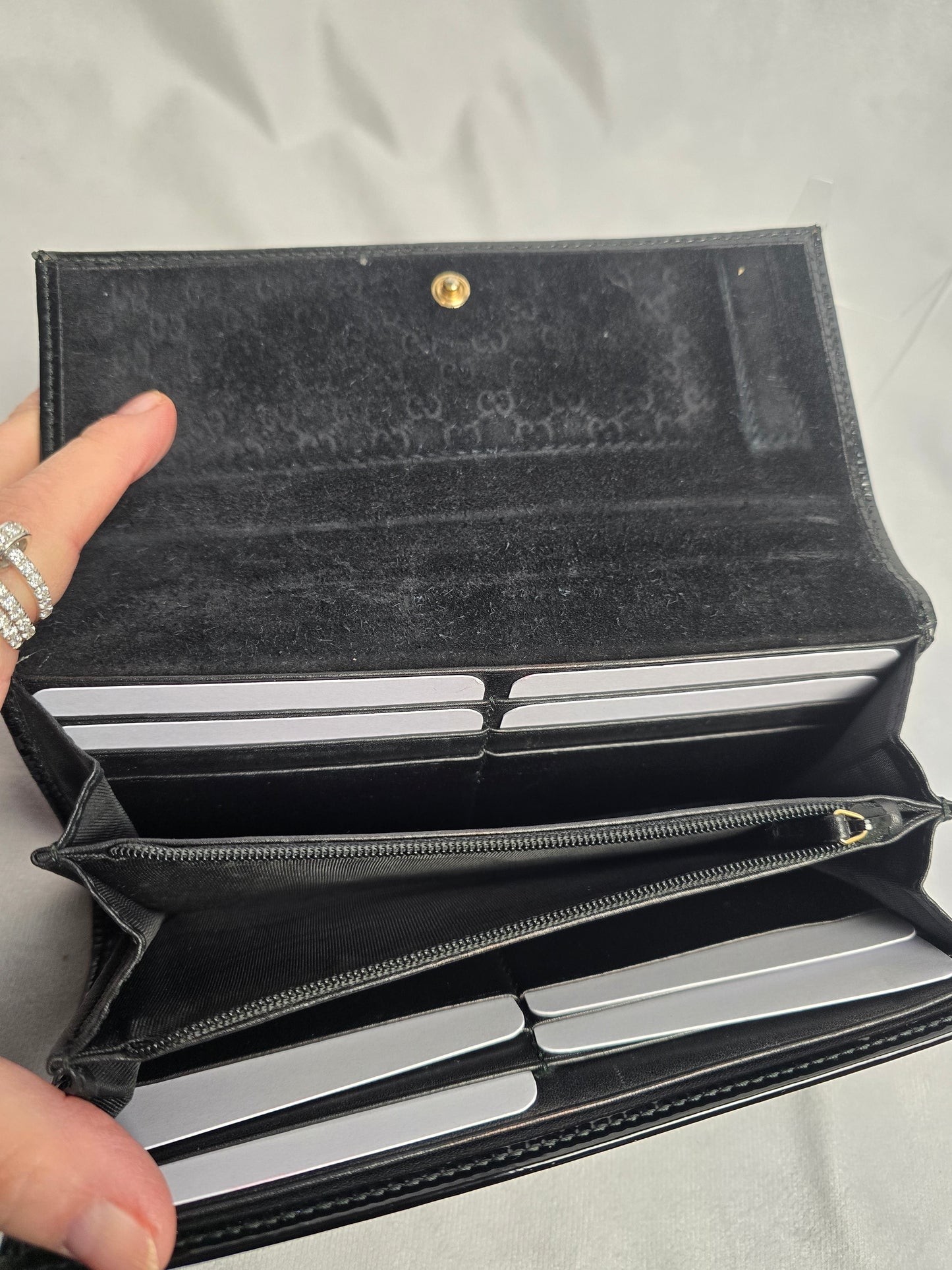 Gucci Black Patent Micro Guccisma Contintental Wallet