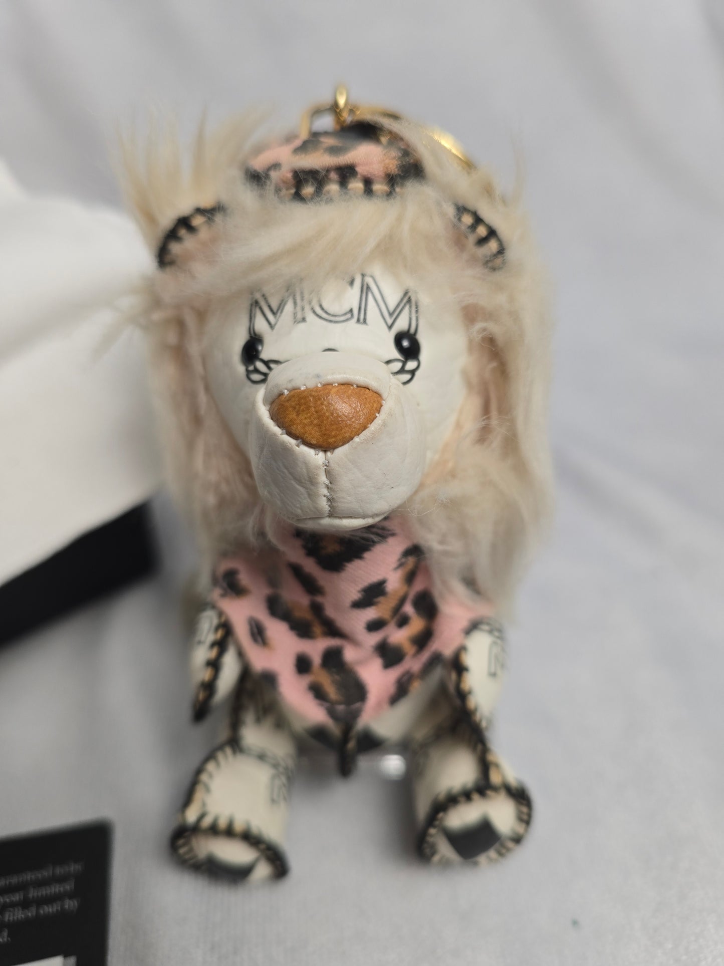MCM Lion in Leopard Bib Keychain/Bag Charm