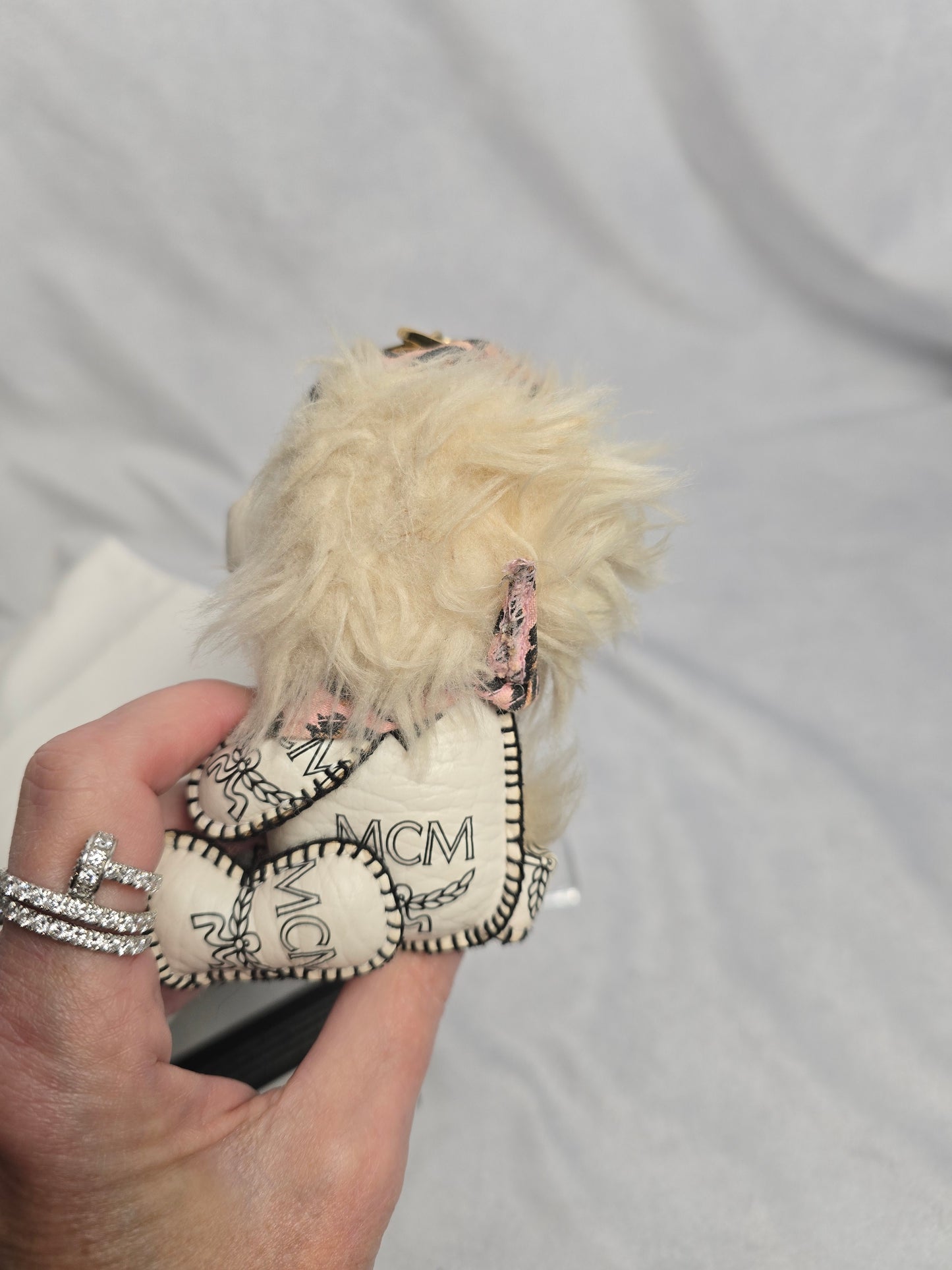 MCM Lion in Leopard Bib Keychain/Bag Charm