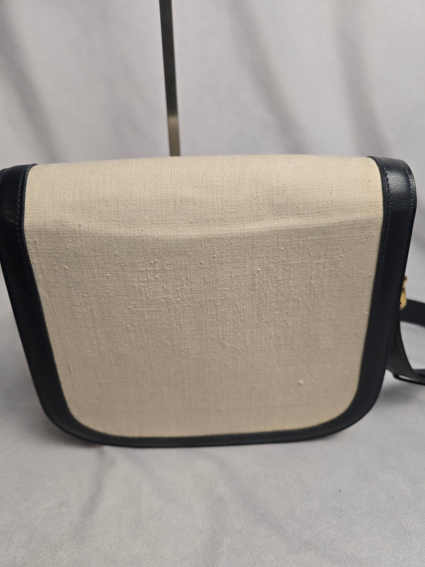 Celine Vintage Horse Carriage Shoulder Bag in Navy/Beige