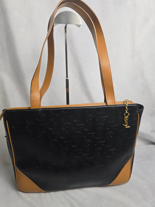 YSL Black and Tan Vintage Tote