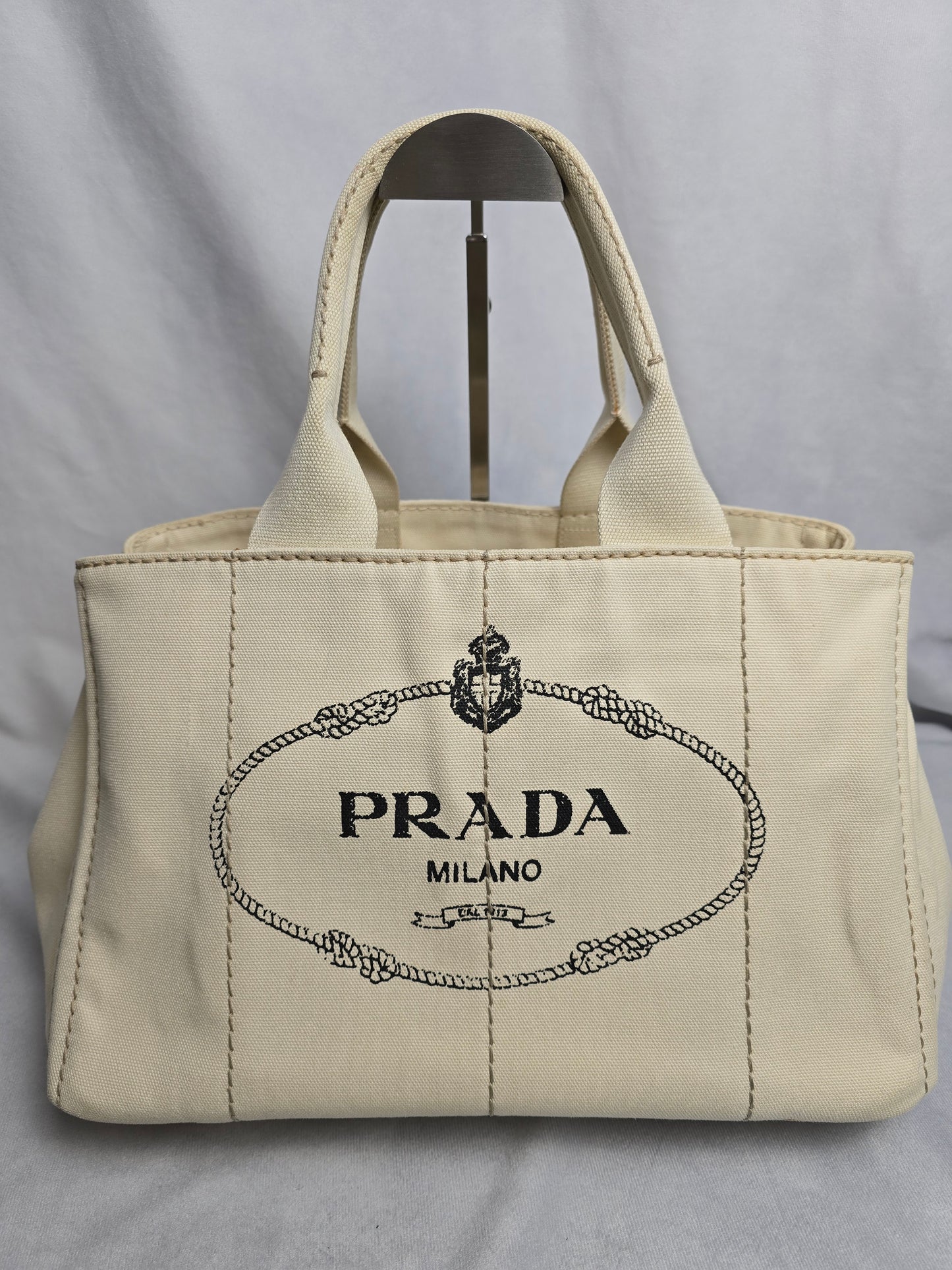 Prada Canapa Logo Tote Grezzo