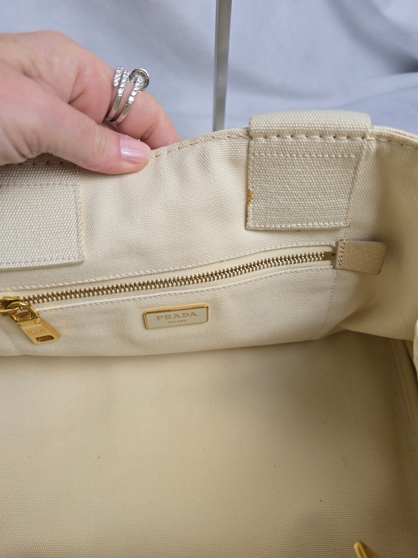 Prada Canapa Logo Tote Grezzo