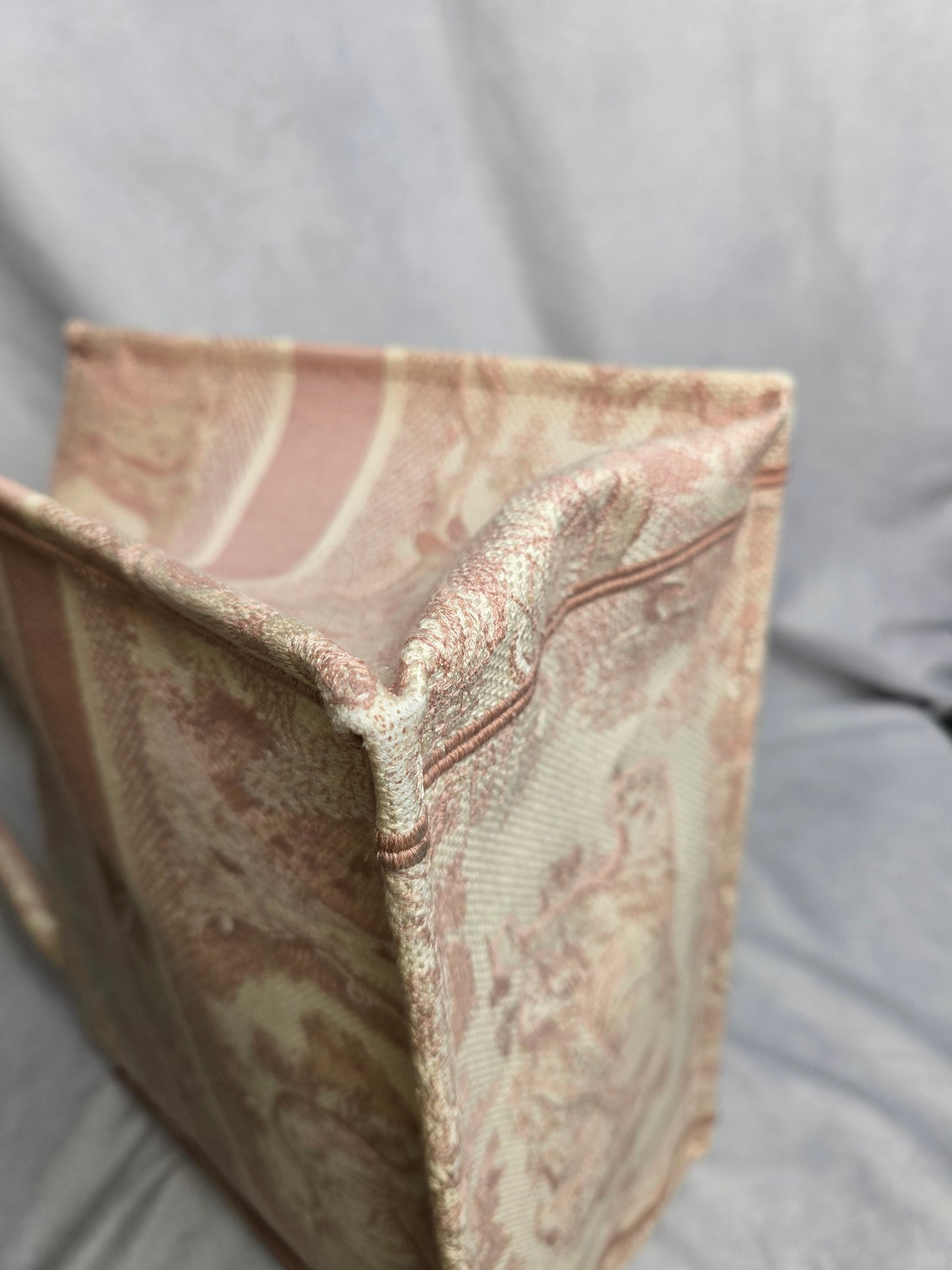 Christian Dior Canvas Toile Du Jouy Embroidered Medium Tote in Pink