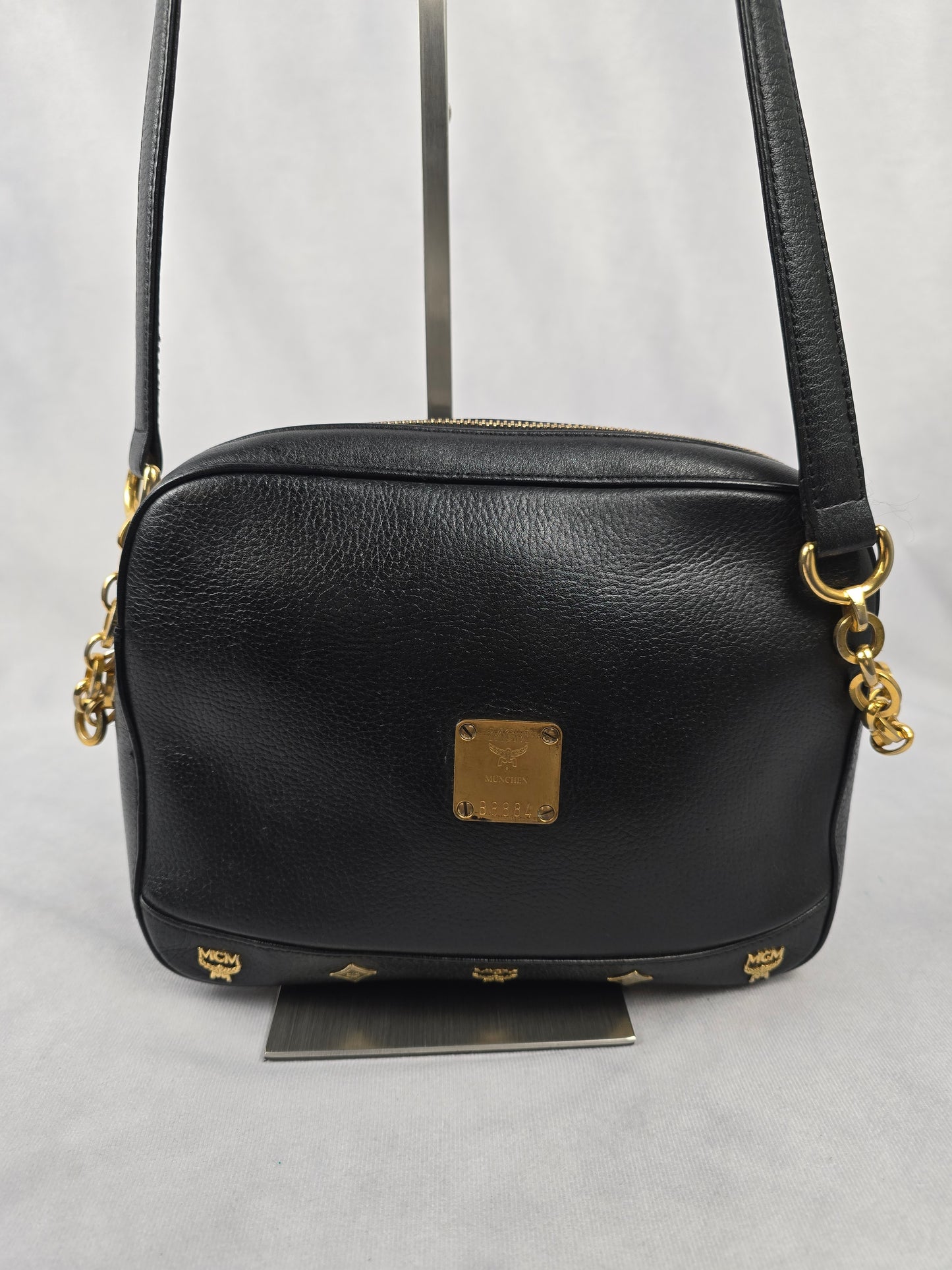 MCM Black Leather Crossbody Bag