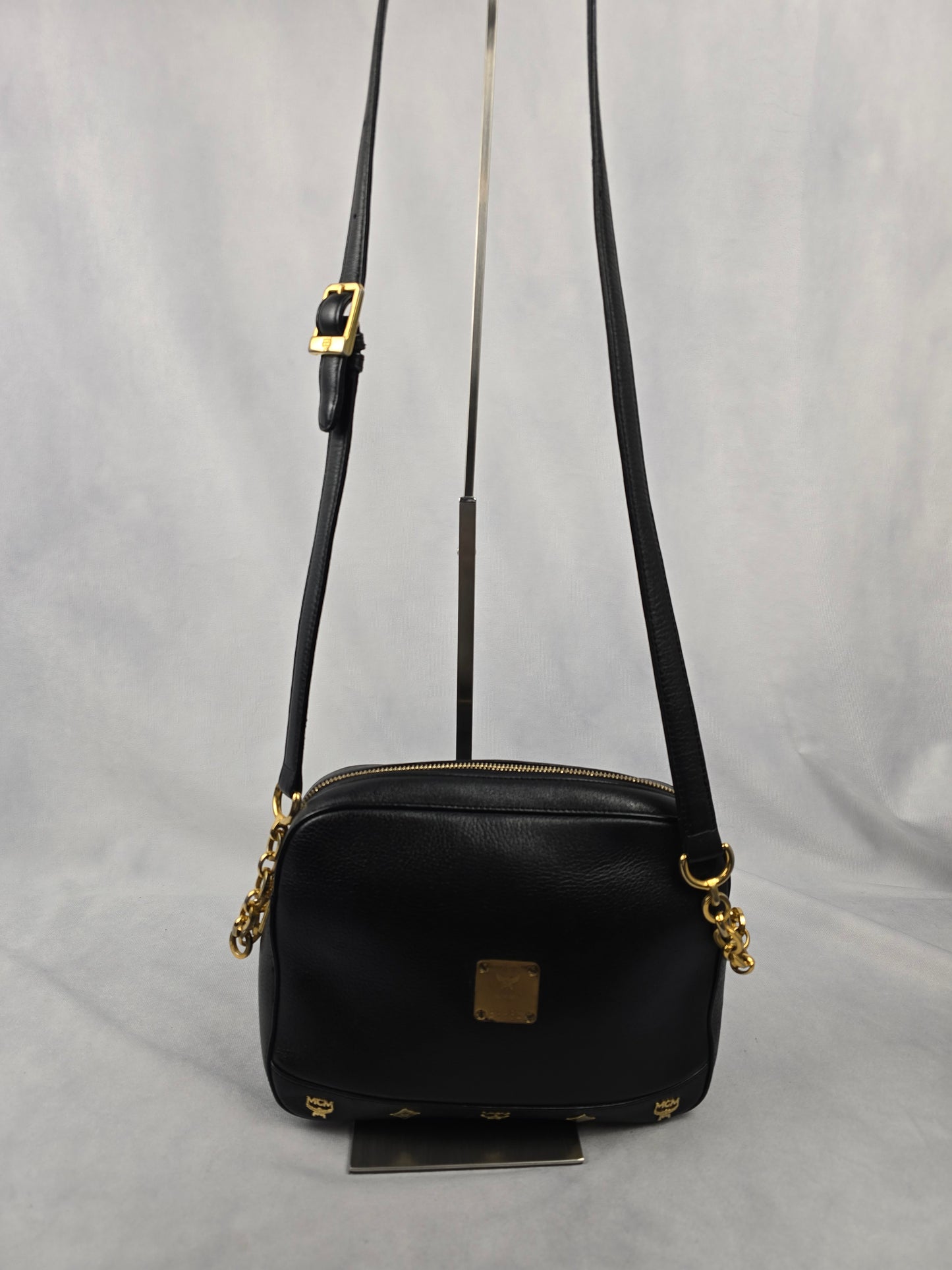 MCM Black Leather Crossbody Bag