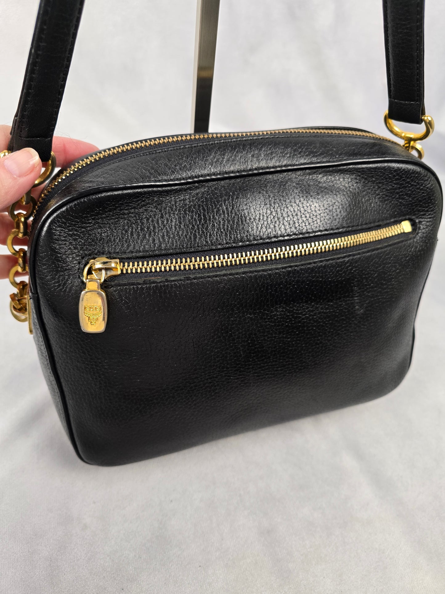 MCM Black Leather Crossbody Bag