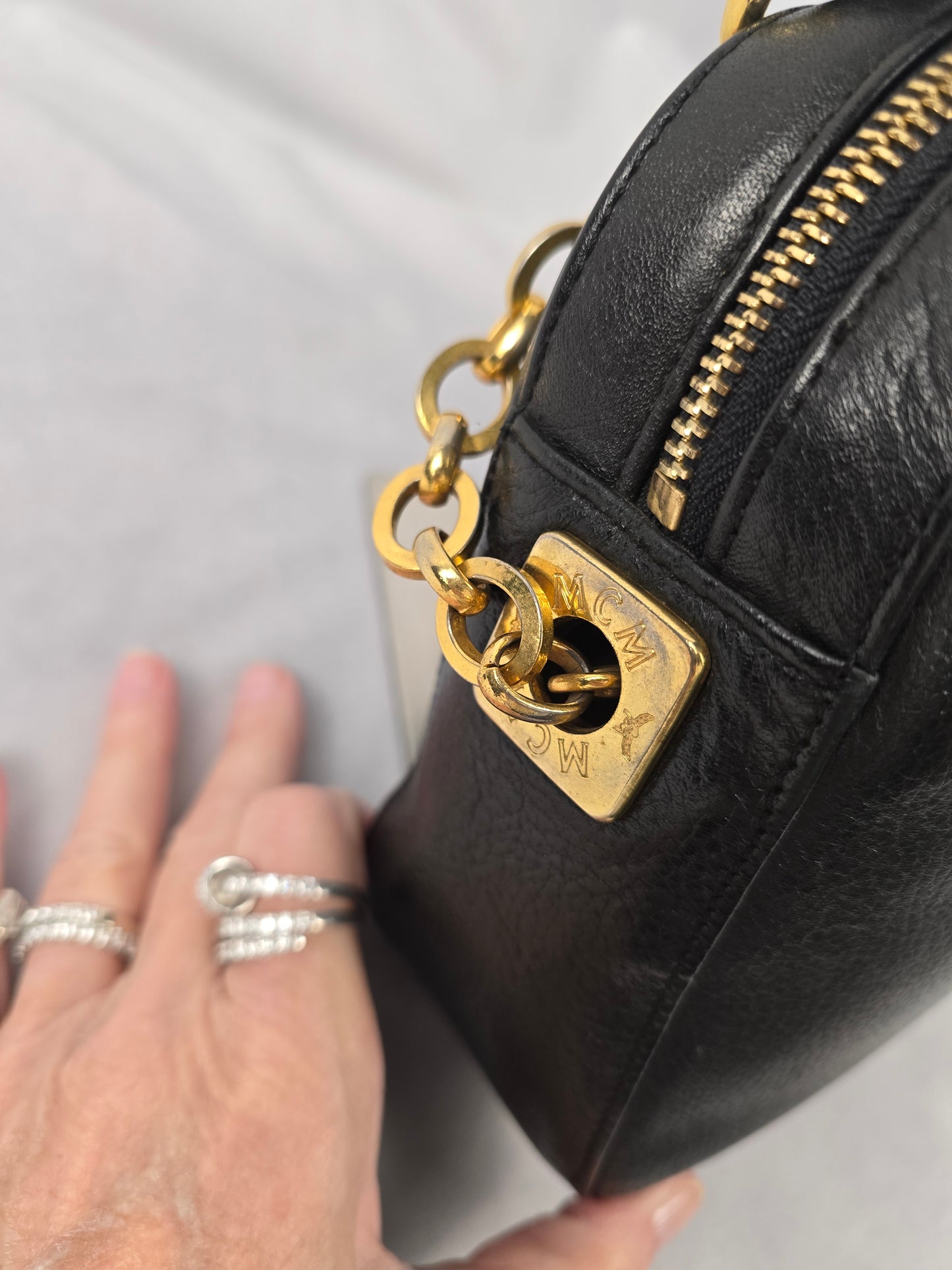 MCM Black Leather Crossbody Bag