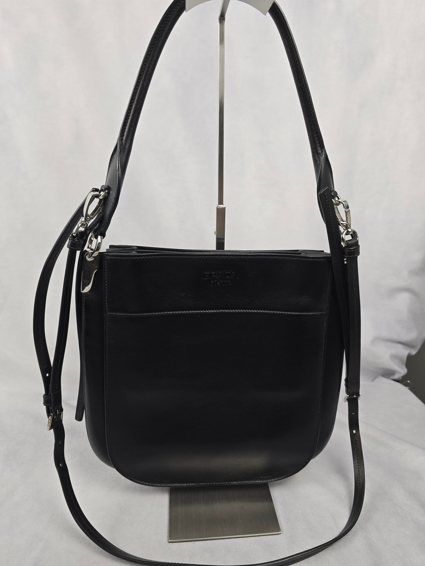 Prada Margit Black Leather Shoulder Bag