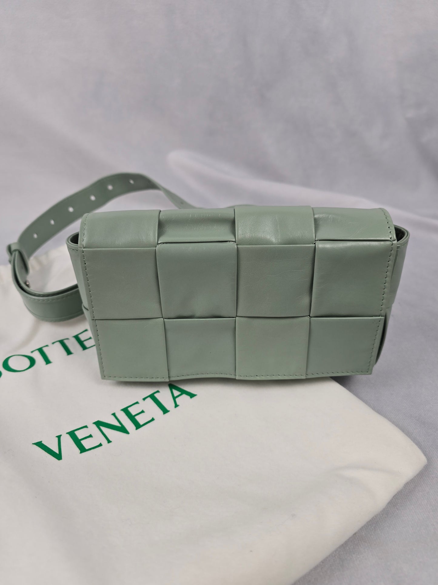 Bottega Veneta Large Weave Intreccio Cassette Sage Leather Waist Bag