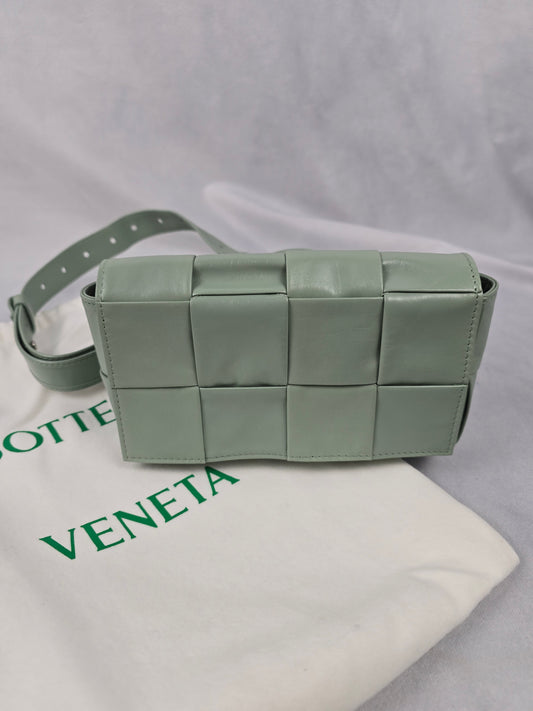 Bottega Veneta Large Weave Intreccio Cassette Sage Leather Waist Bag