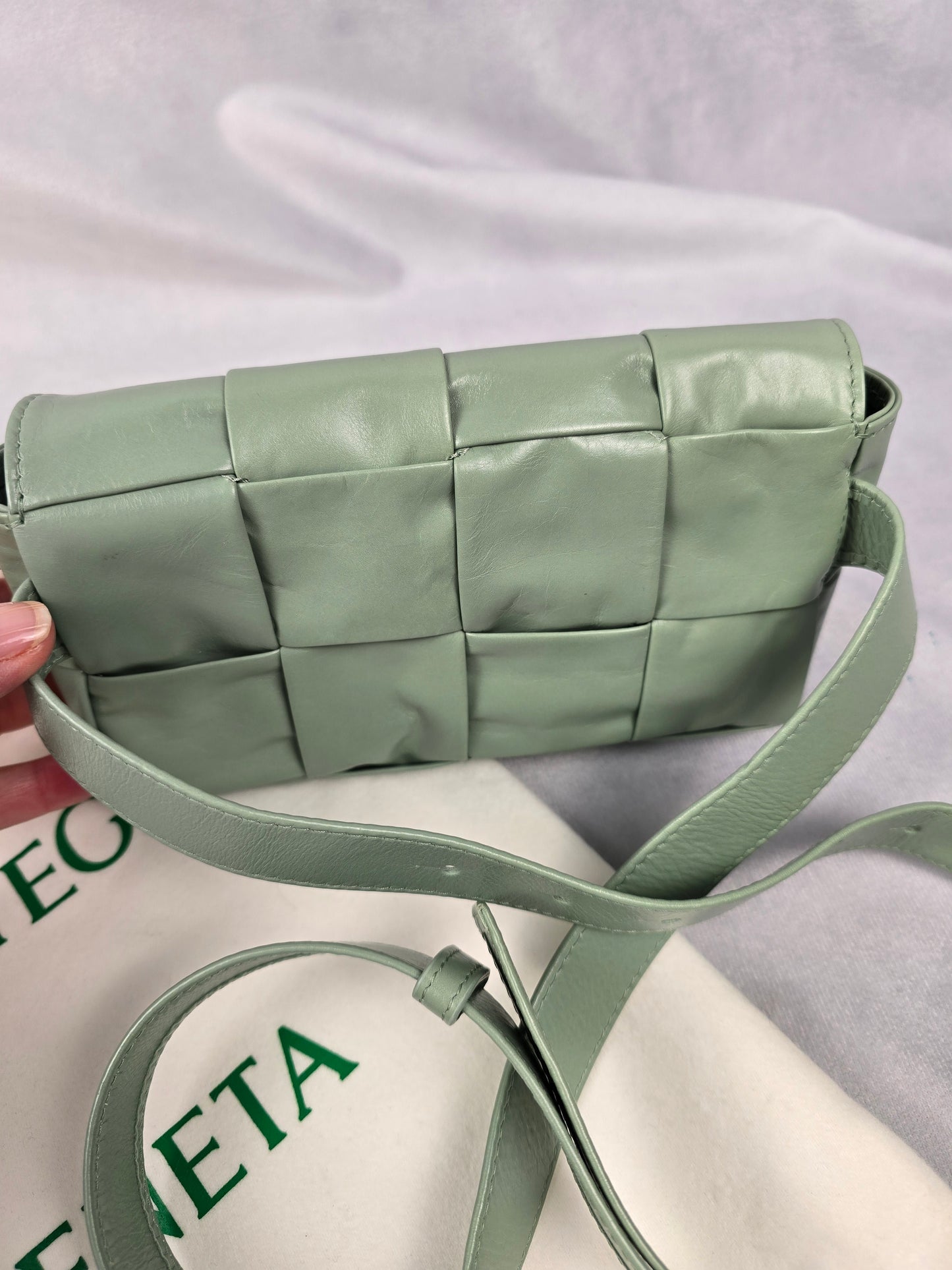 Bottega Veneta Large Weave Intreccio Cassette Sage Leather Waist Bag