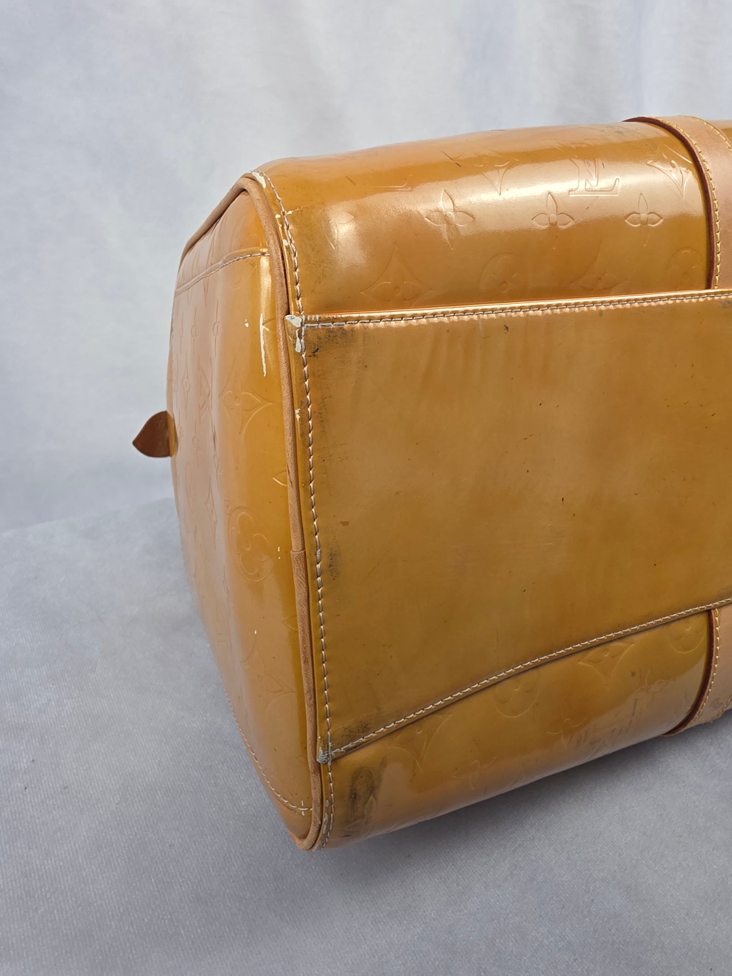 LOUIS VUITTON VINTAGE YELLOW VERNIS MONOGRAM KEEPALL 50