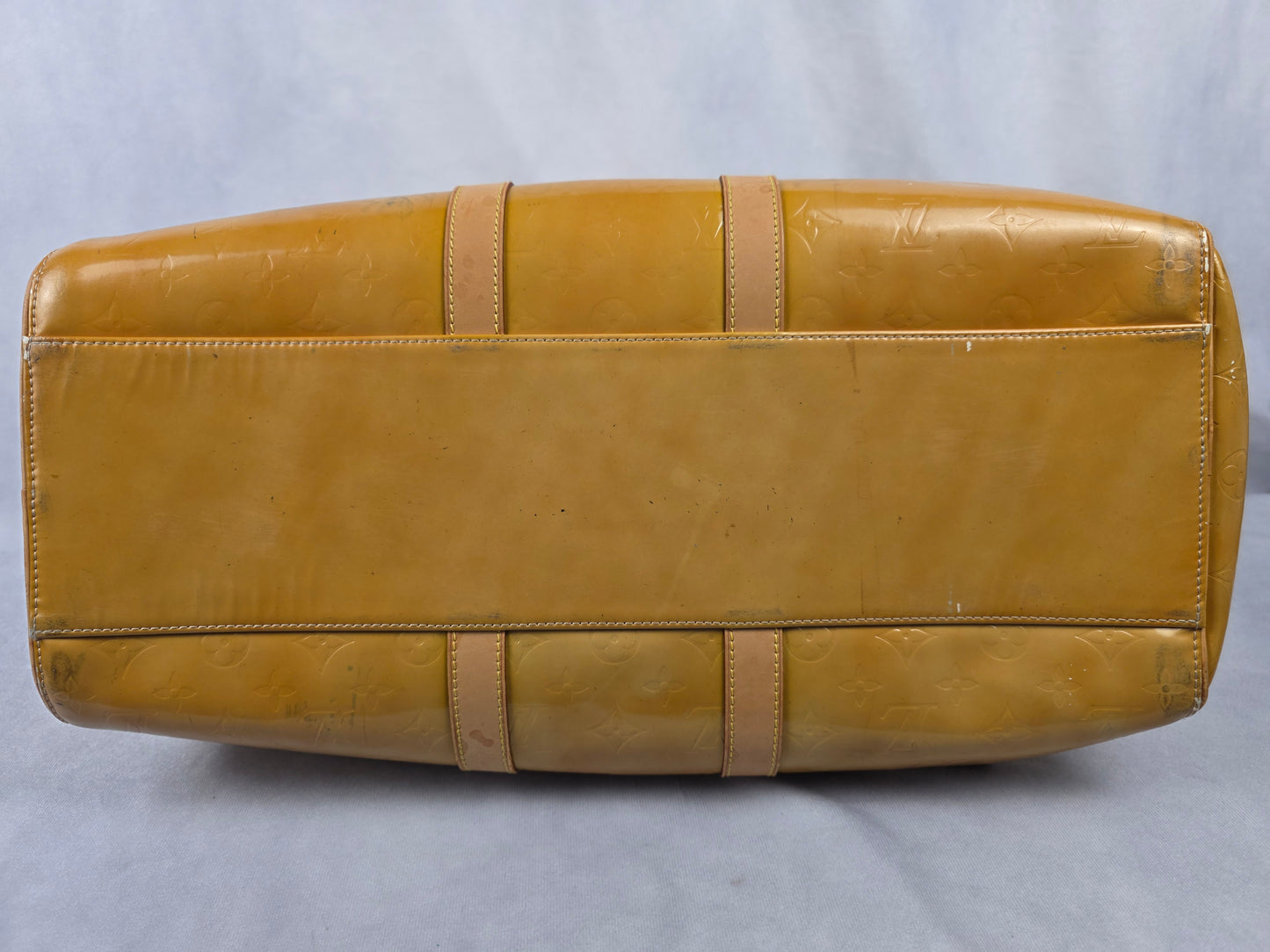 LOUIS VUITTON VINTAGE YELLOW VERNIS MONOGRAM KEEPALL 50