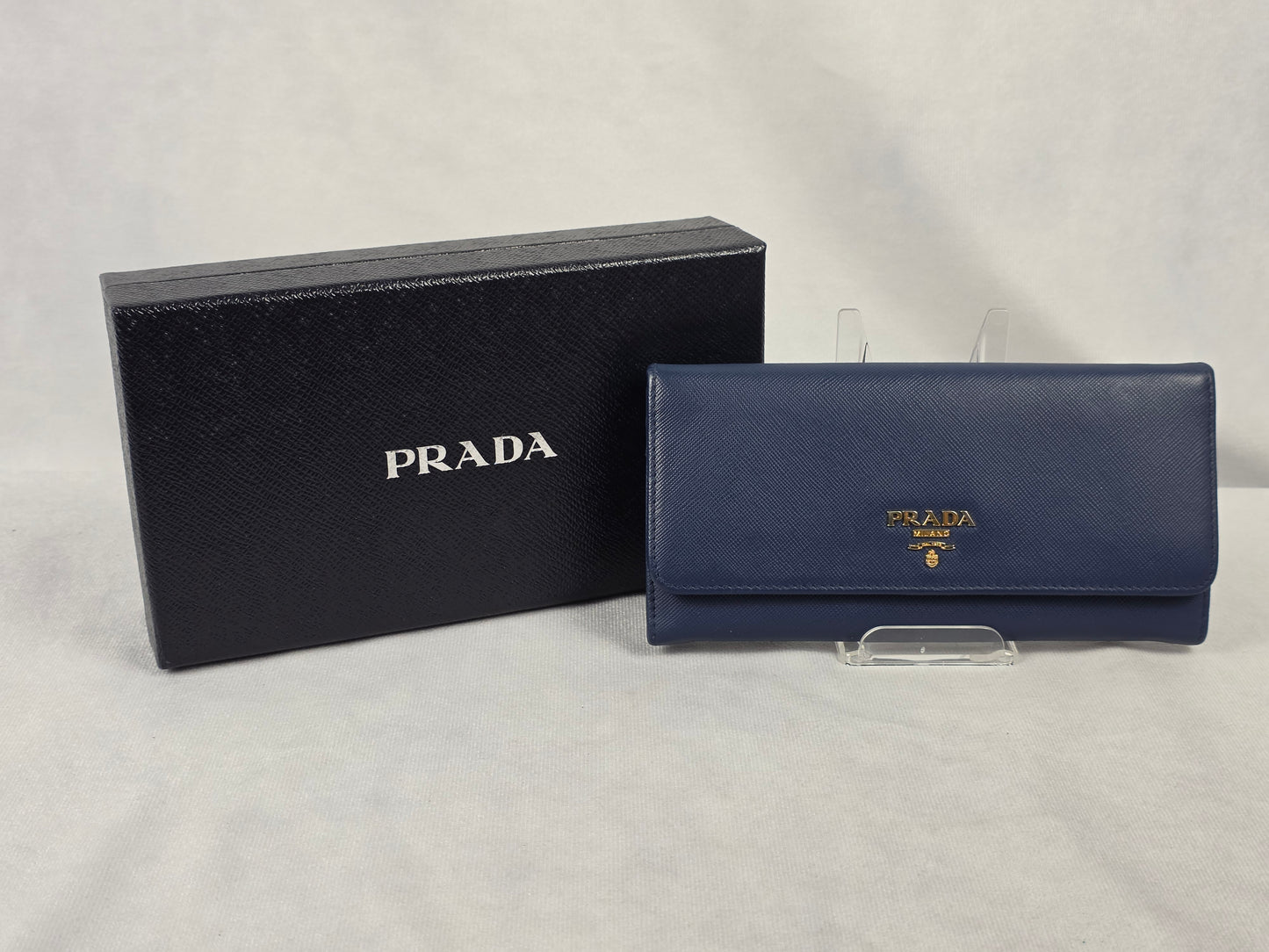 Prada Blue Saffiano Leather Continental Flap Wallet