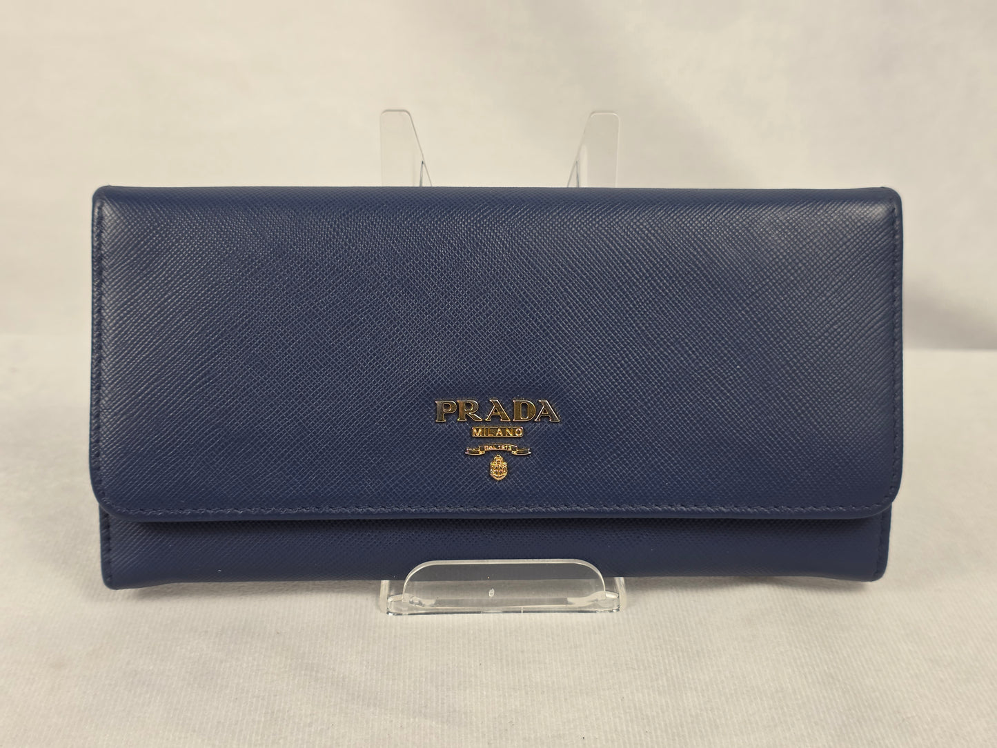 Prada Blue Saffiano Leather Continental Flap Wallet