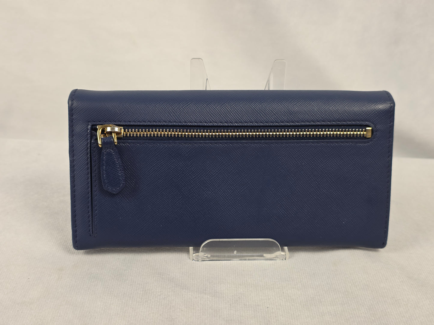 Prada Blue Saffiano Leather Continental Flap Wallet