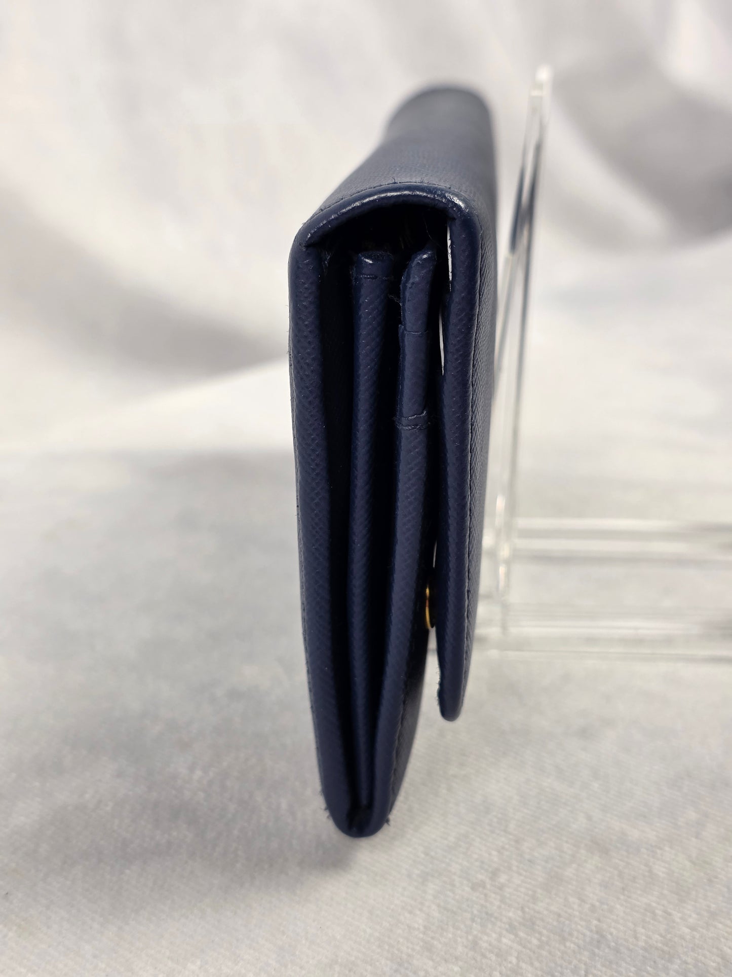 Prada Blue Saffiano Leather Continental Flap Wallet
