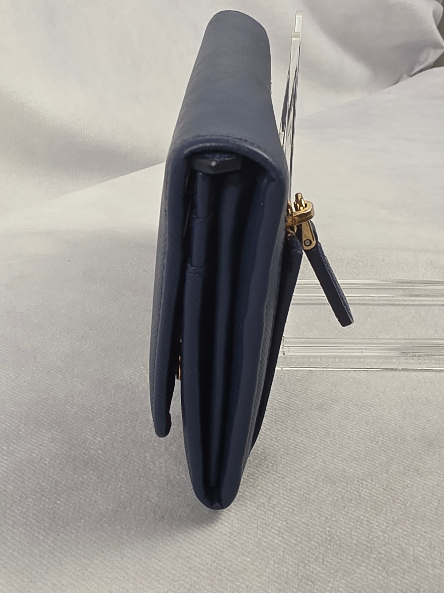 Prada Blue Saffiano Leather Continental Flap Wallet