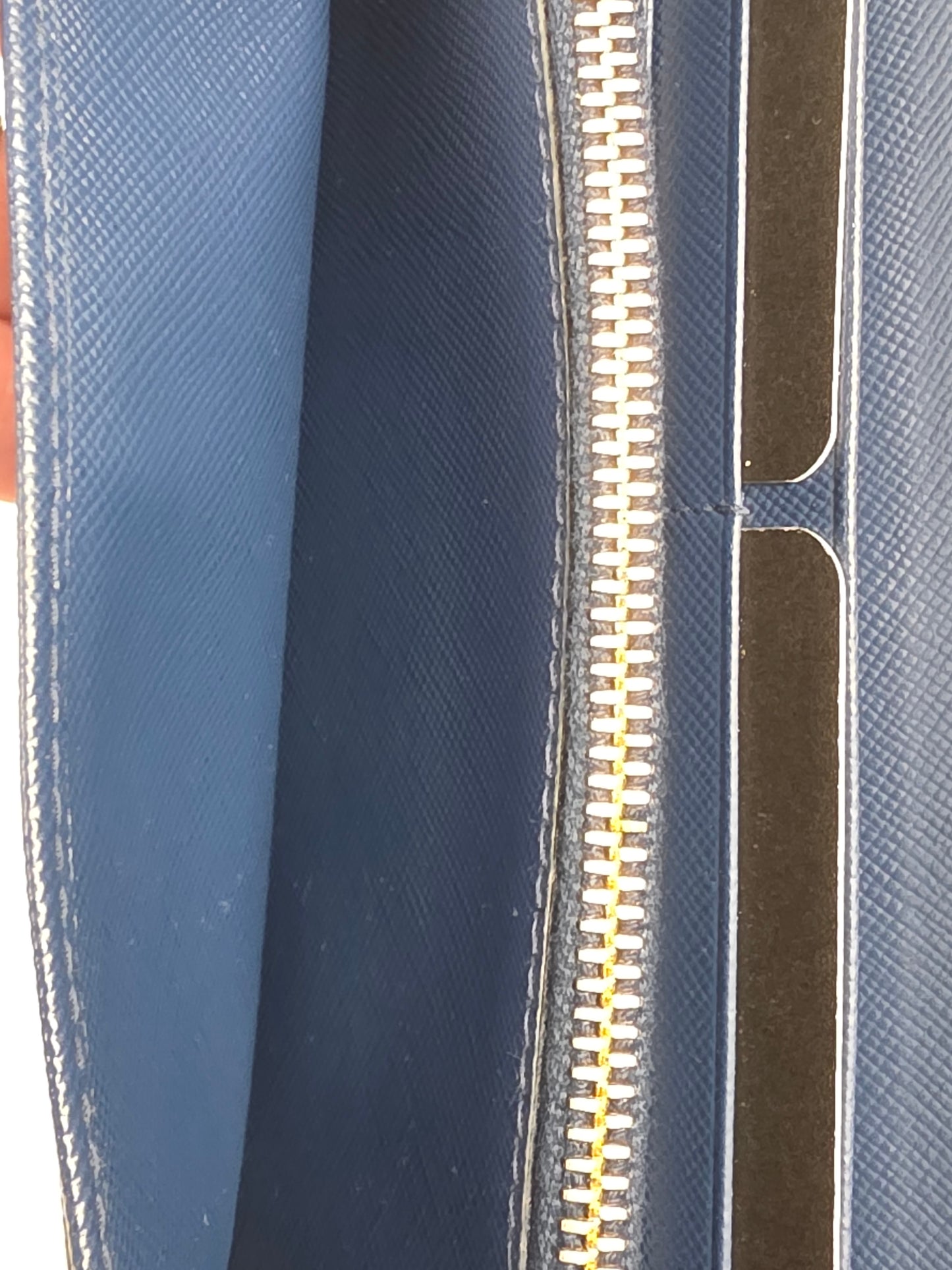 Prada Blue Saffiano Leather Continental Flap Wallet