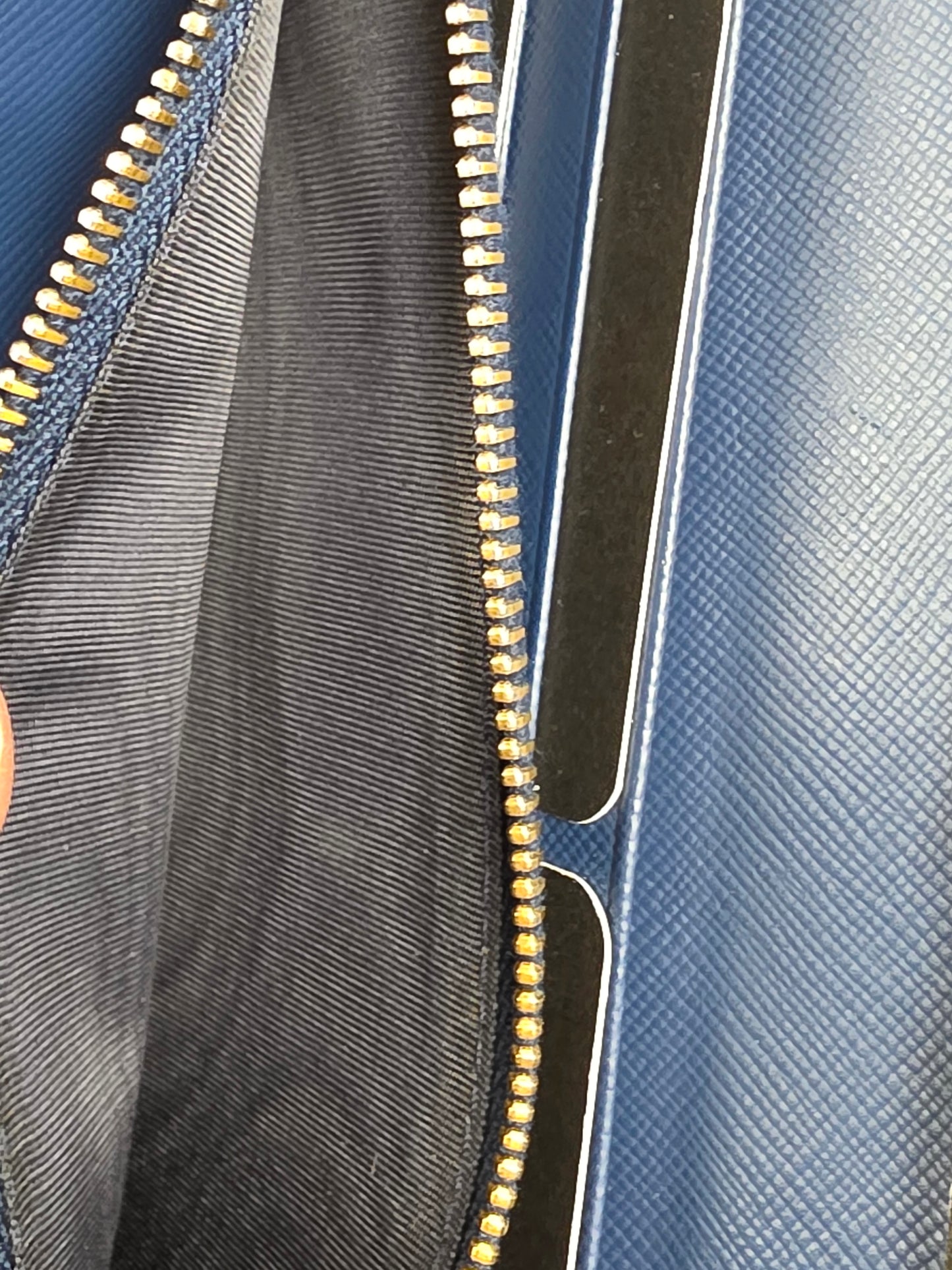 Prada Blue Saffiano Leather Continental Flap Wallet