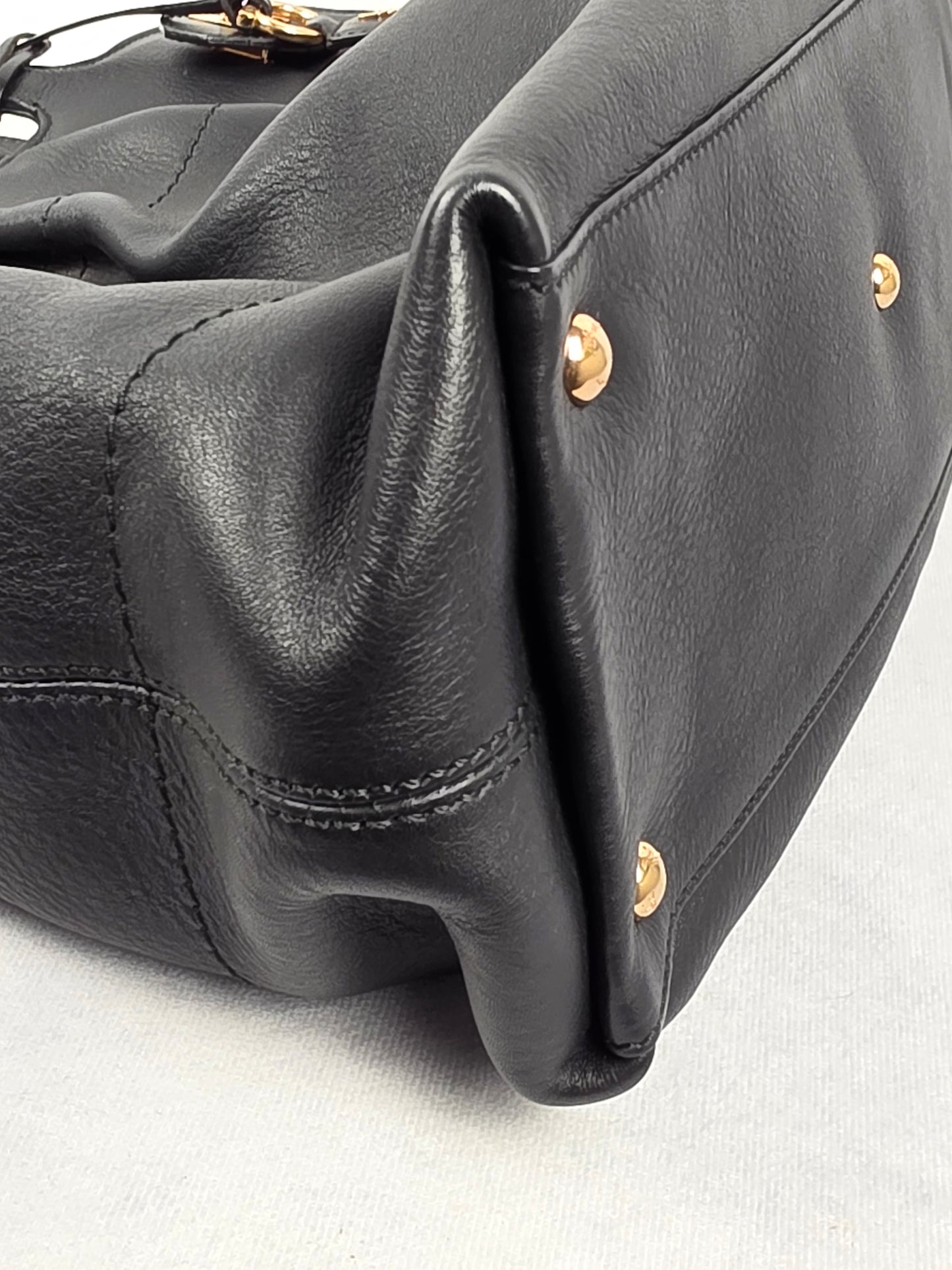 Salvatore Ferragamo Gancini Soft Black Leather Tote Bag + Strap