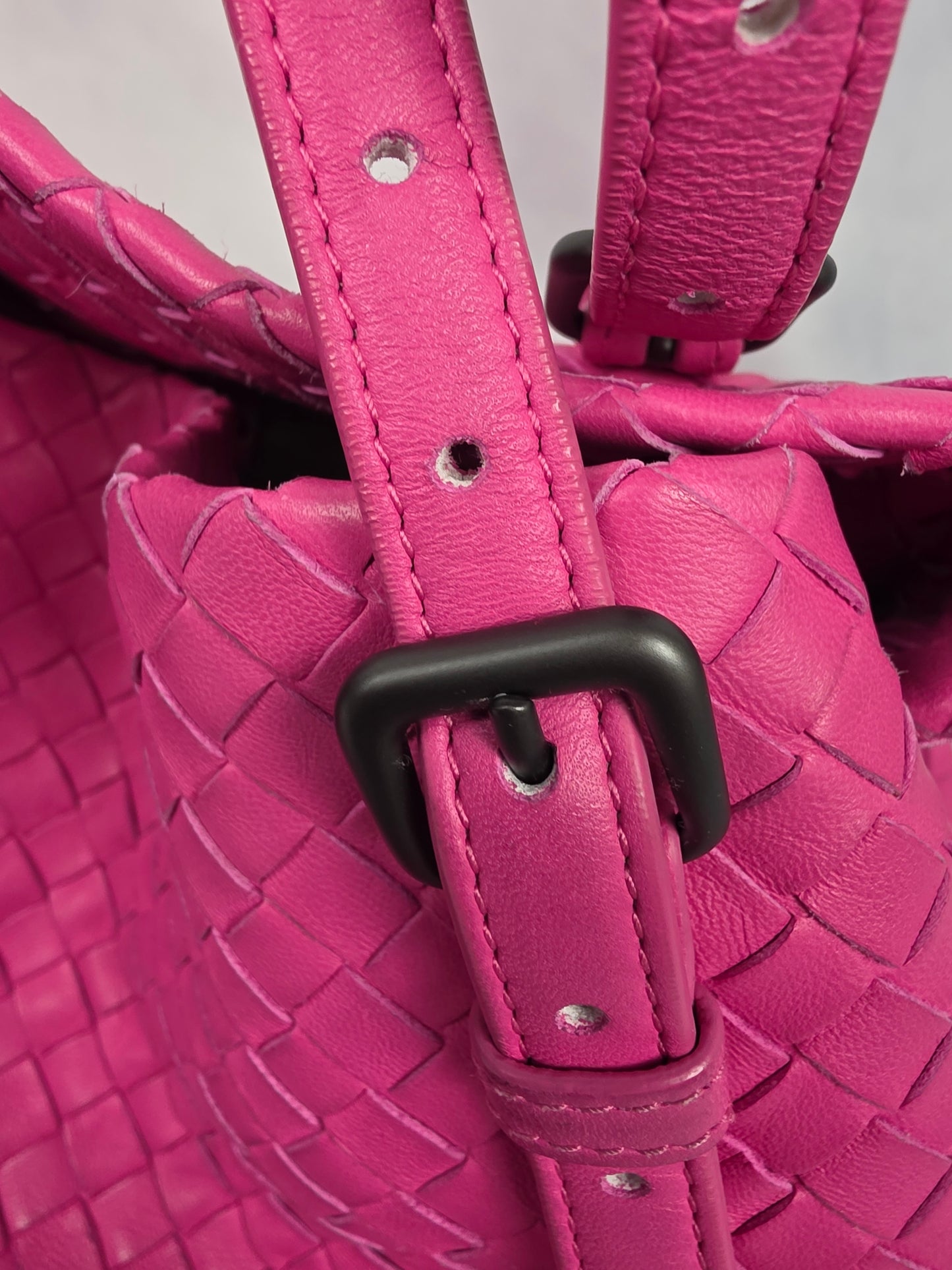 Bottega Veneta Pink Intrecciato Woven Nappa Leather Medium Cesta Tote