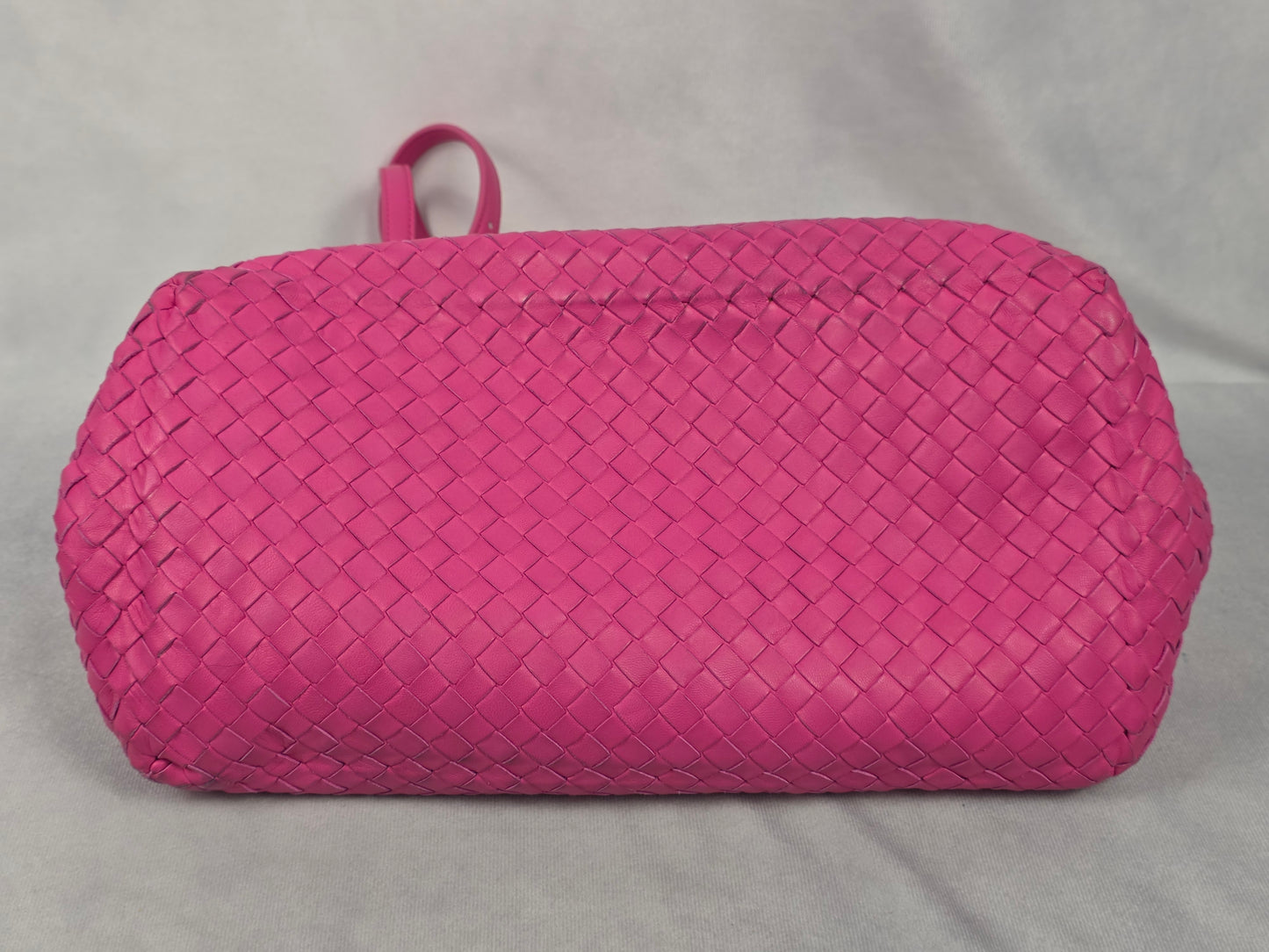 Bottega Veneta Pink Intrecciato Woven Nappa Leather Medium Cesta Tote