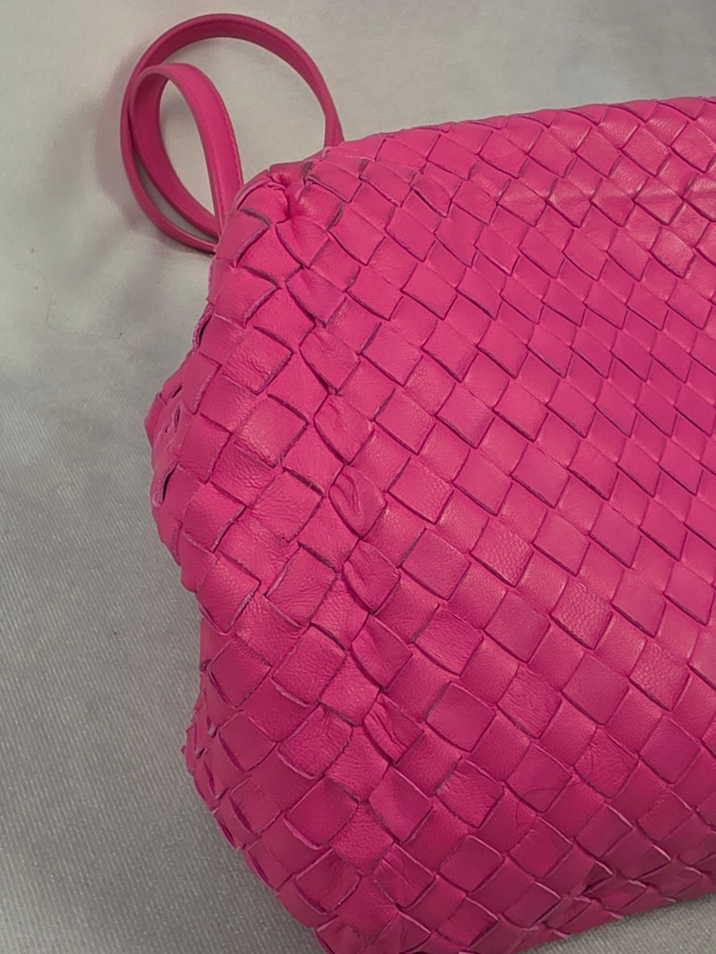 Bottega Veneta Pink Intrecciato Woven Nappa Leather Medium Cesta Tote
