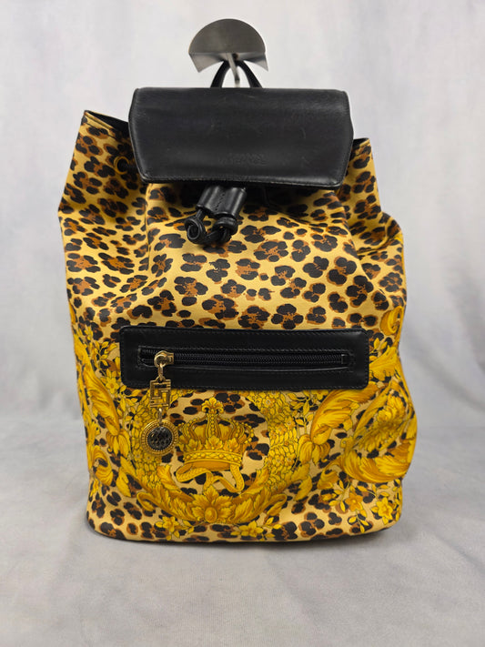 Gianni Versace Barocco and Leopard Print Backpack