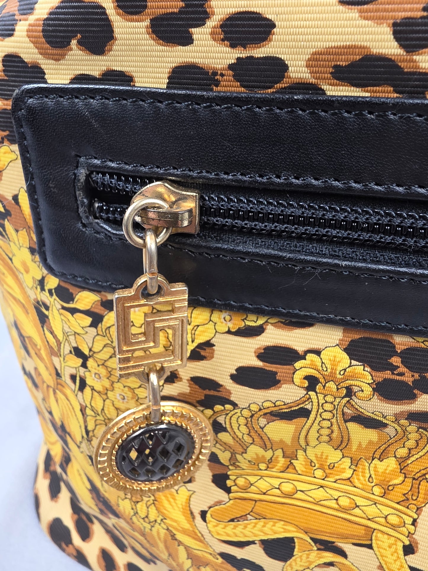 Gianni Versace Barocco and Leopard Print Backpack