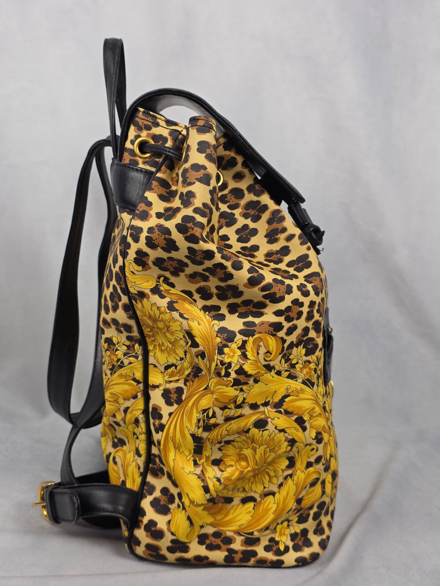 Gianni Versace Barocco and Leopard Print Backpack