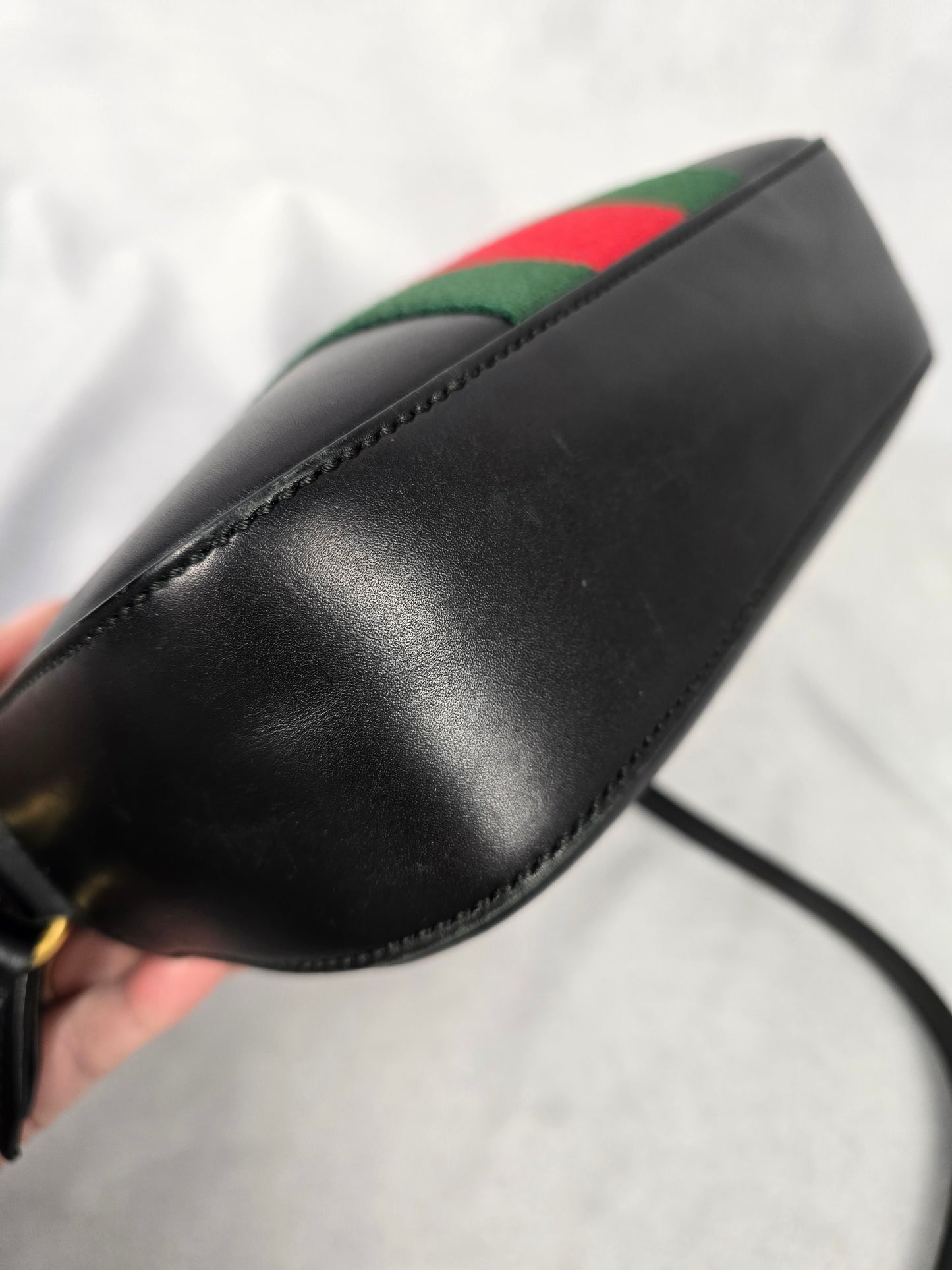 Gucci Bee Webby Navy Calfskin Leather Crossbody