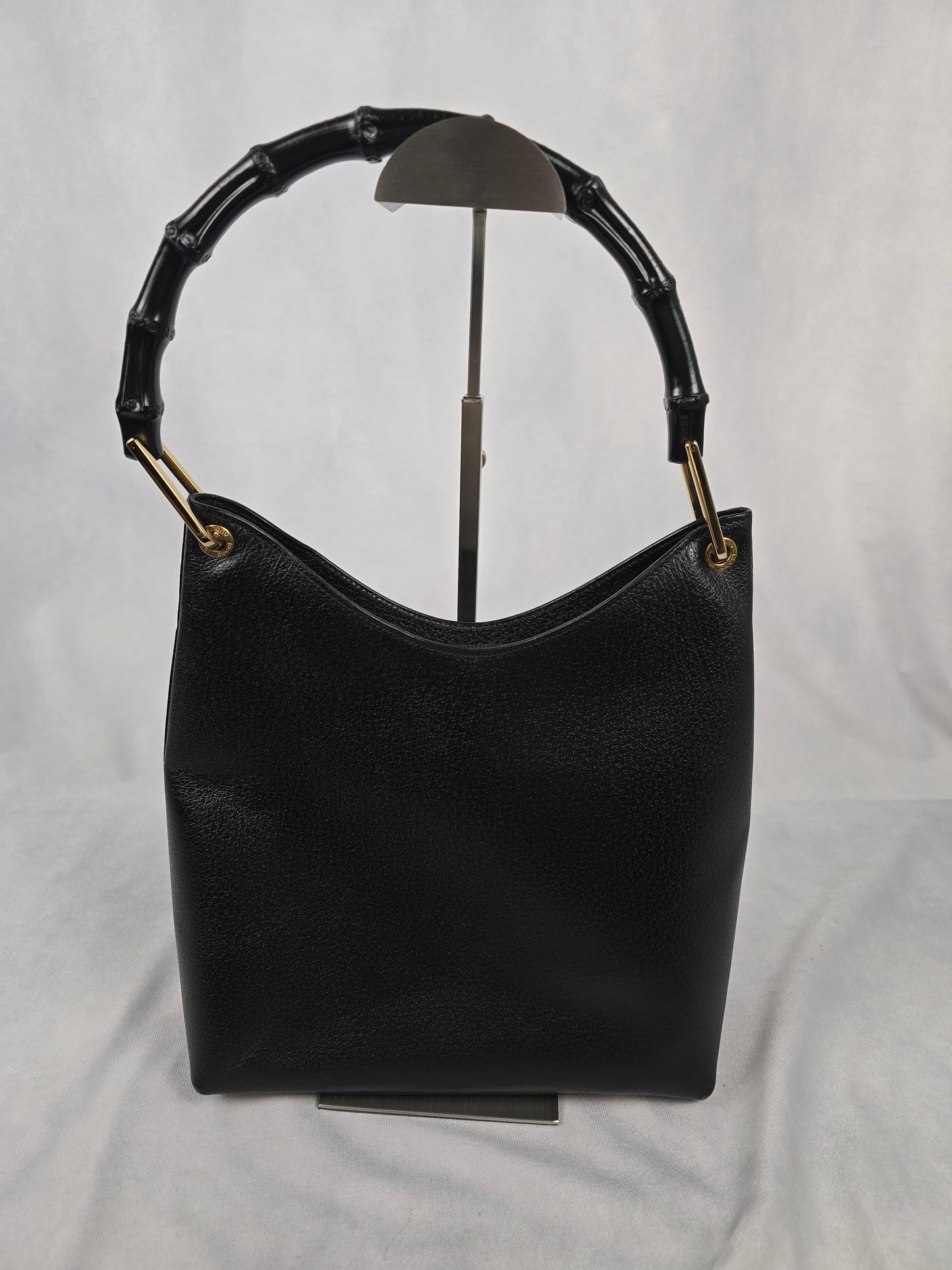 Gucci Black Leather and Bamboo Shoulder Bag