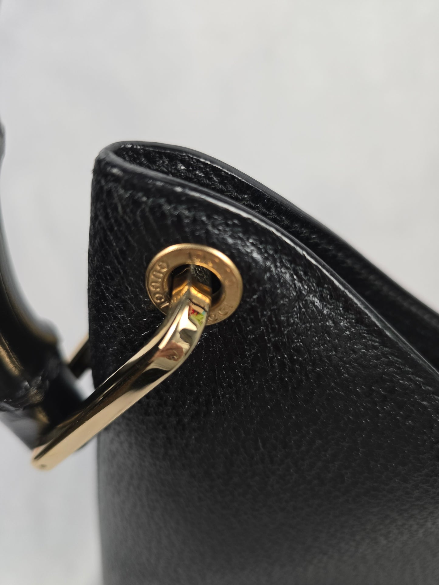 Gucci Black Leather and Bamboo Shoulder Bag