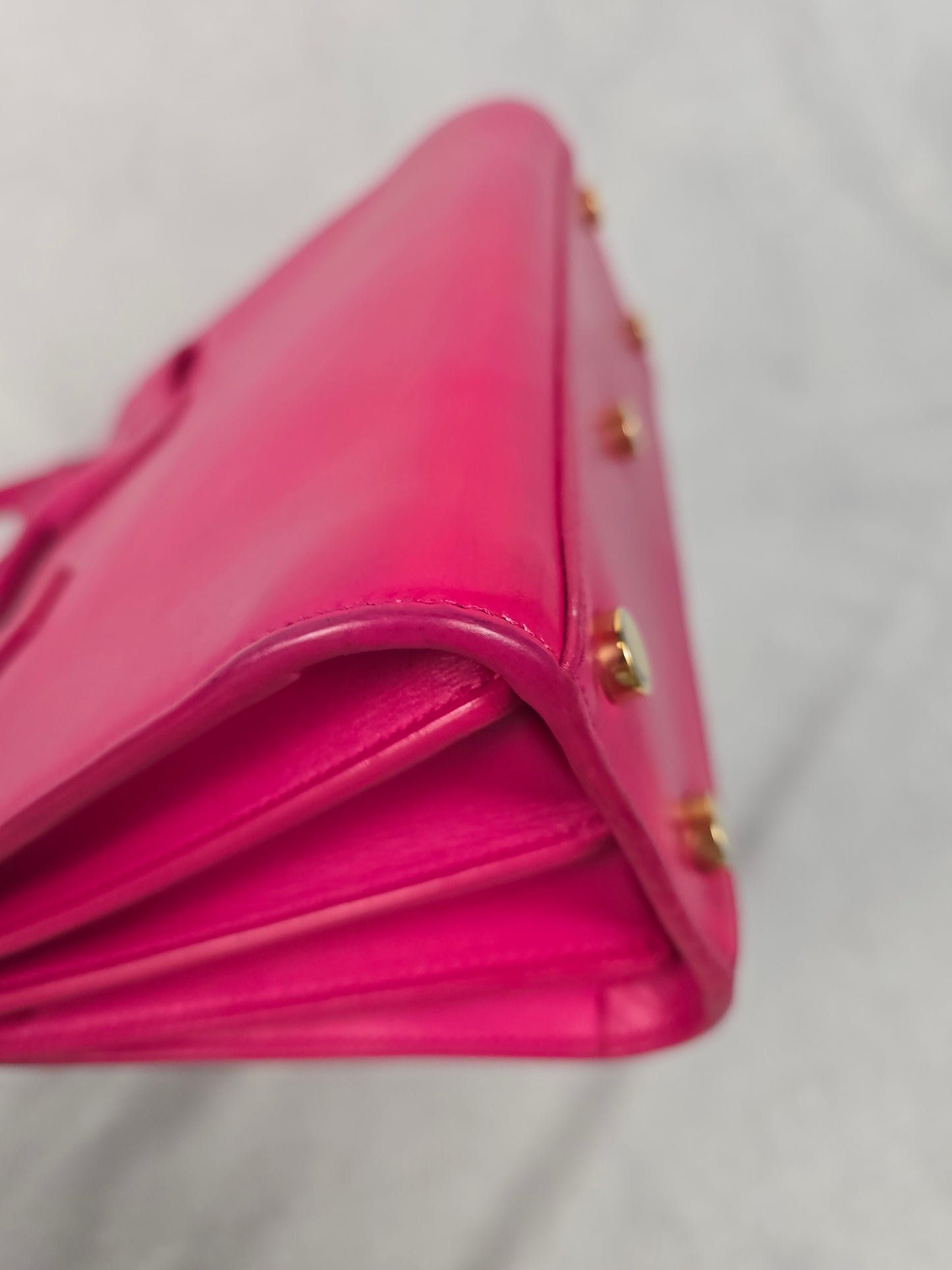 YSL Sac de Jour in Fuchsia Leather with Shoulder Strap