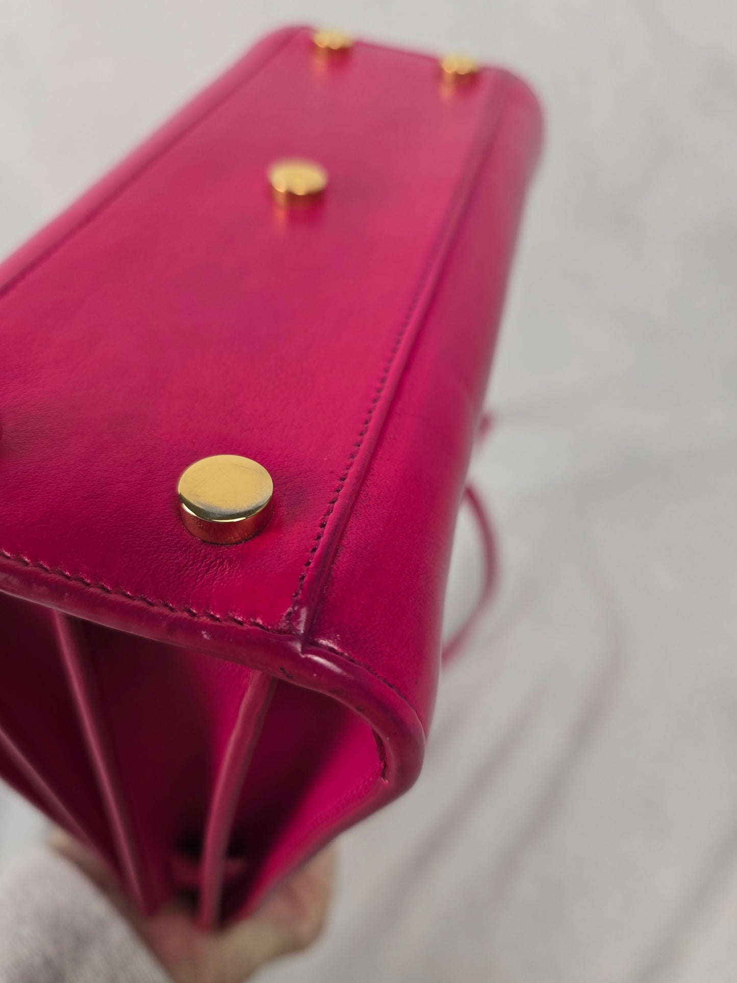 YSL Sac de Jour in Fuchsia Leather with Shoulder Strap