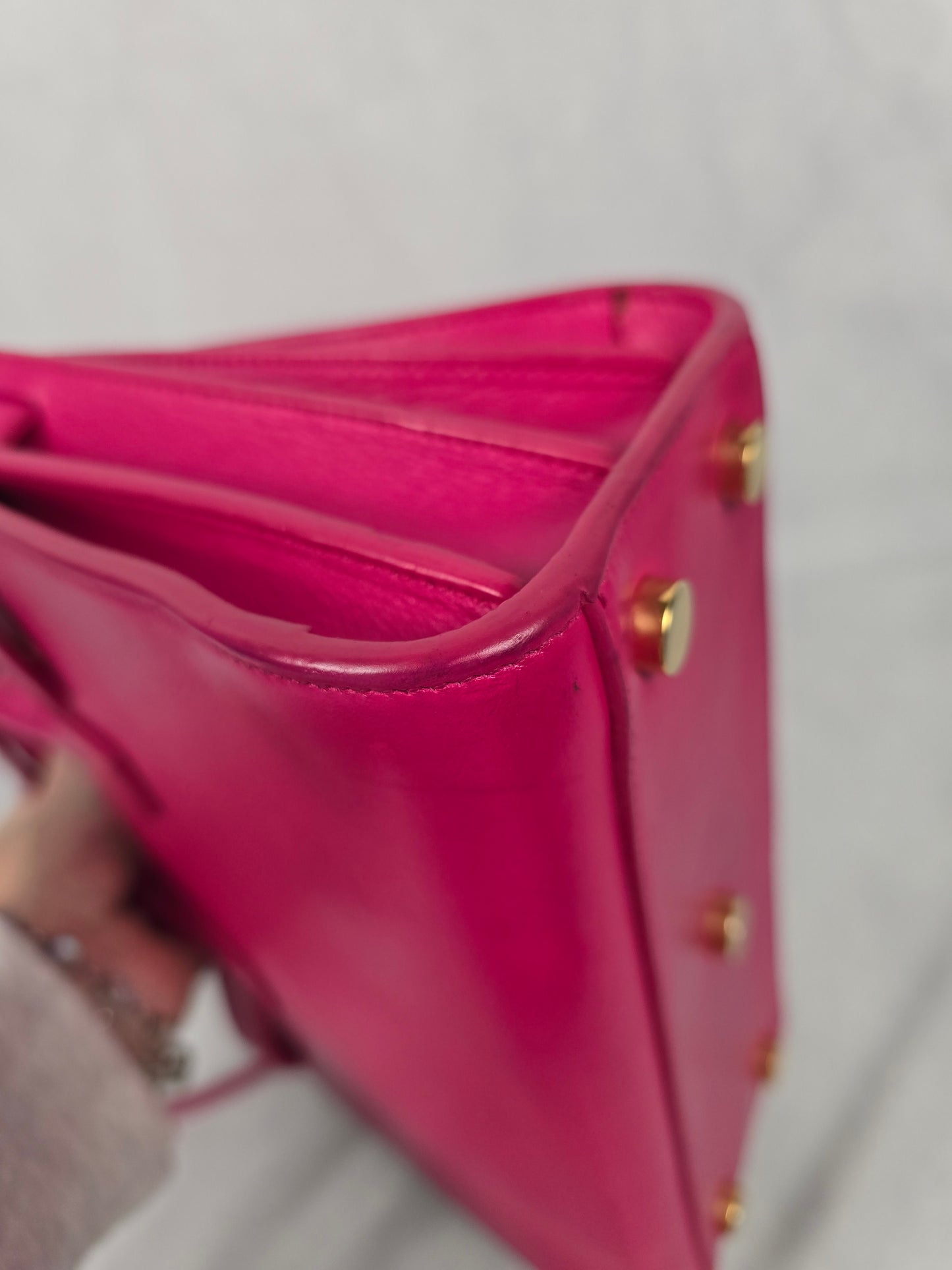 YSL Sac de Jour in Fuchsia Leather with Shoulder Strap