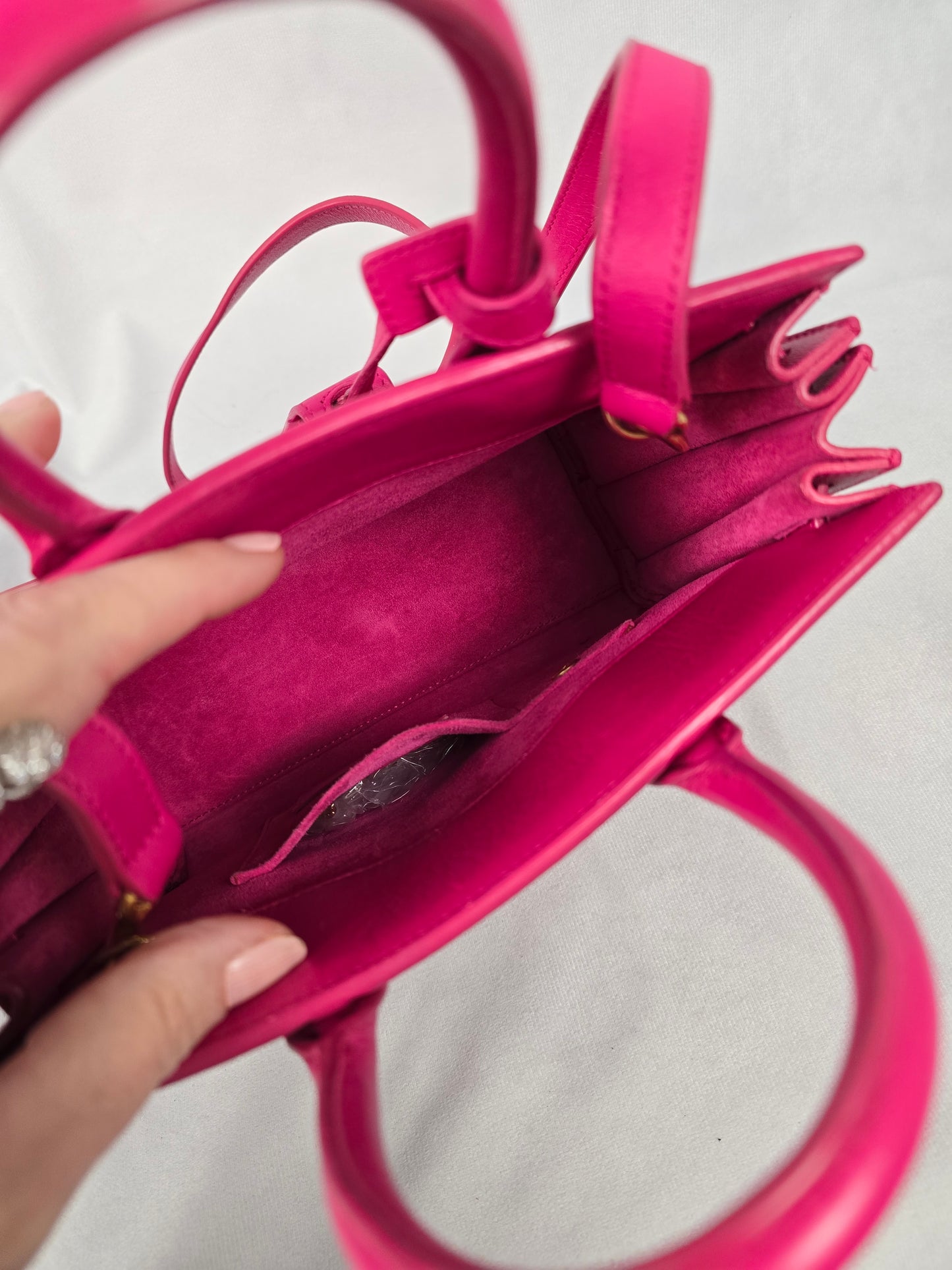 YSL Sac de Jour in Fuchsia Leather with Shoulder Strap
