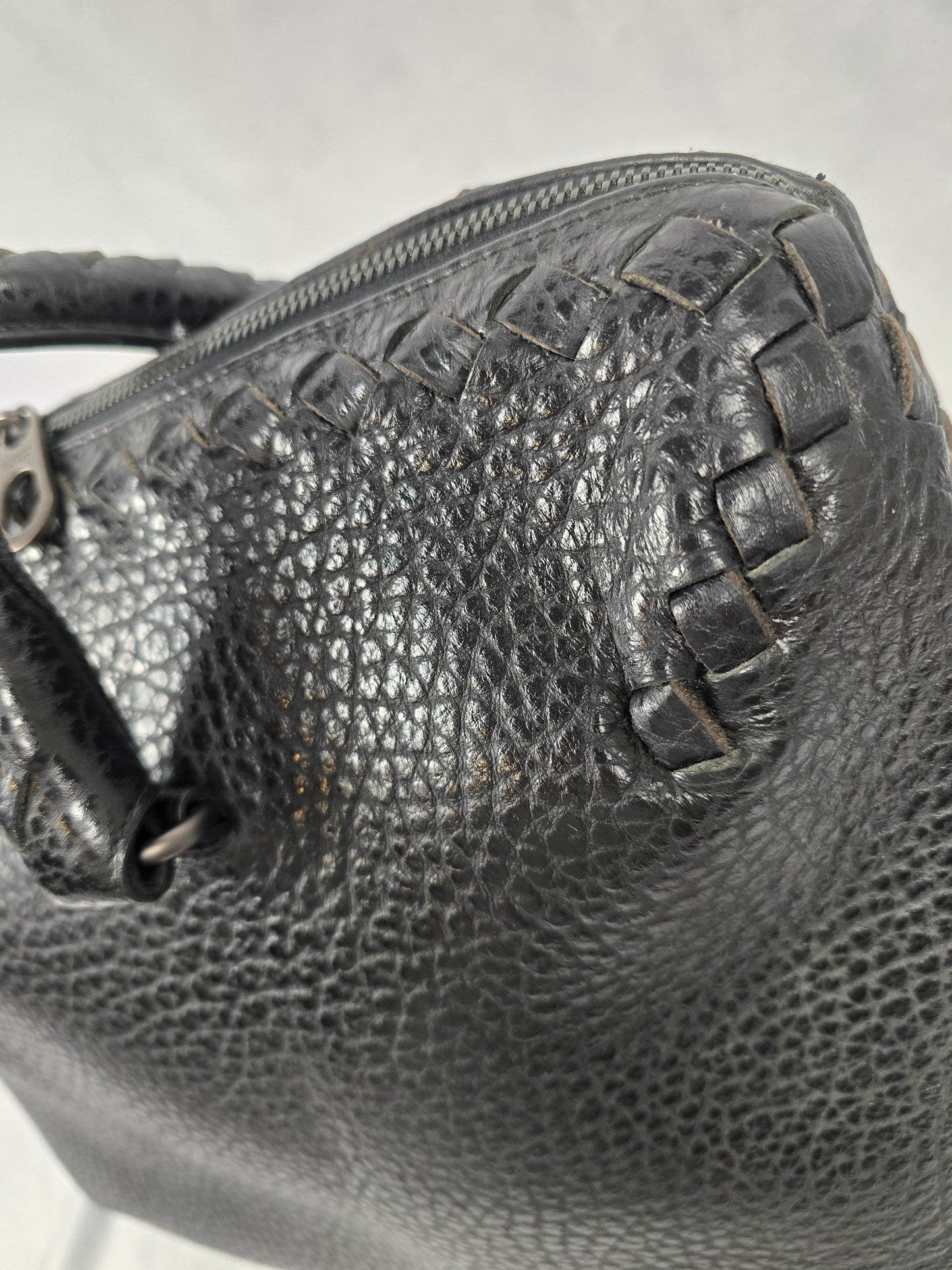 Bottega Veneta Borsa Leather Briefcase in Black